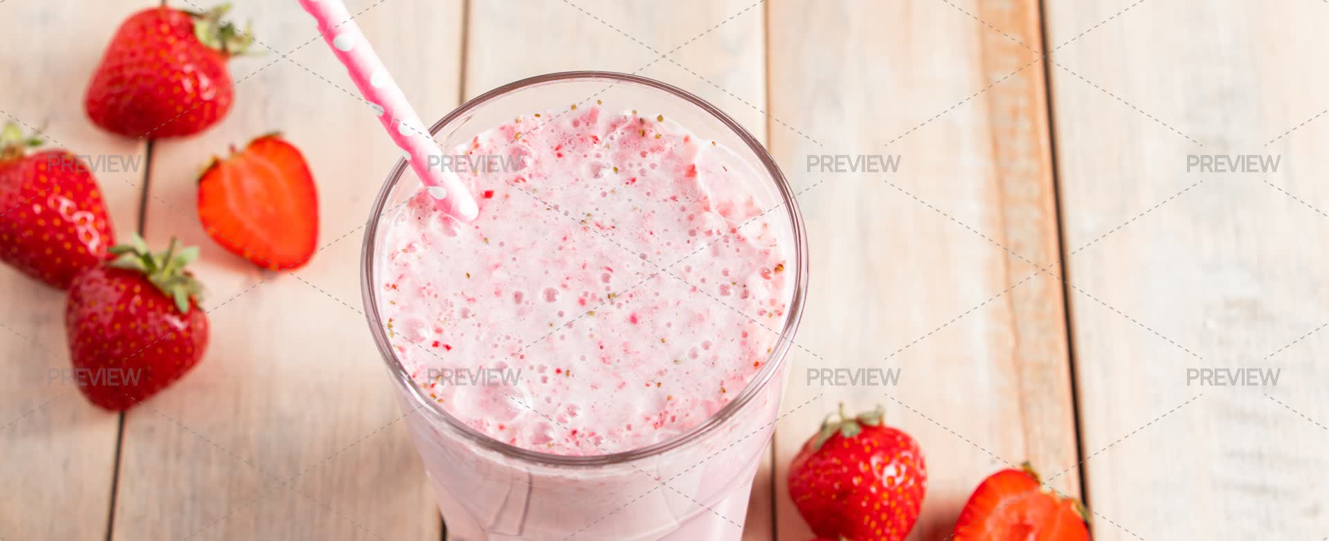 Milkshake Inmotion Milkshake With Strawberries - Stock Photos | Motion Array