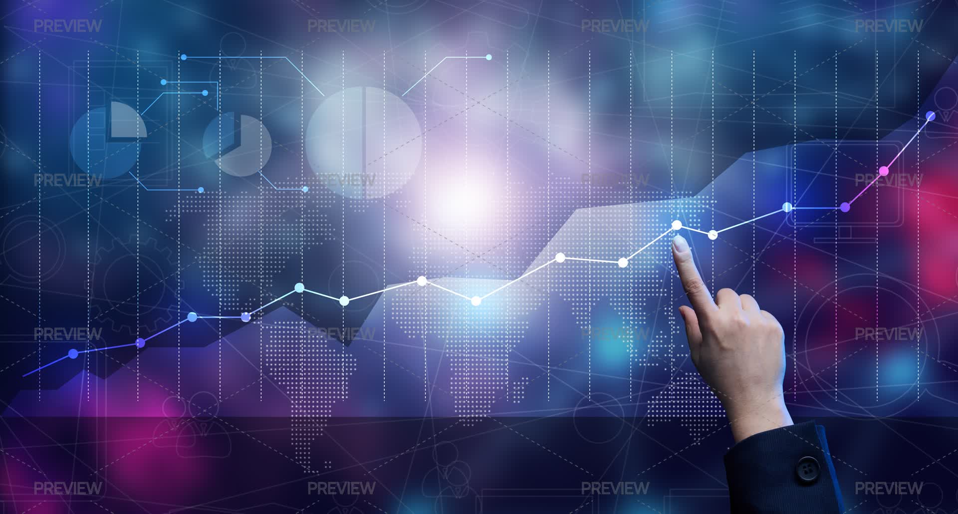 Holographic Chart With Rising Rates - Stock Photos | Motion Array