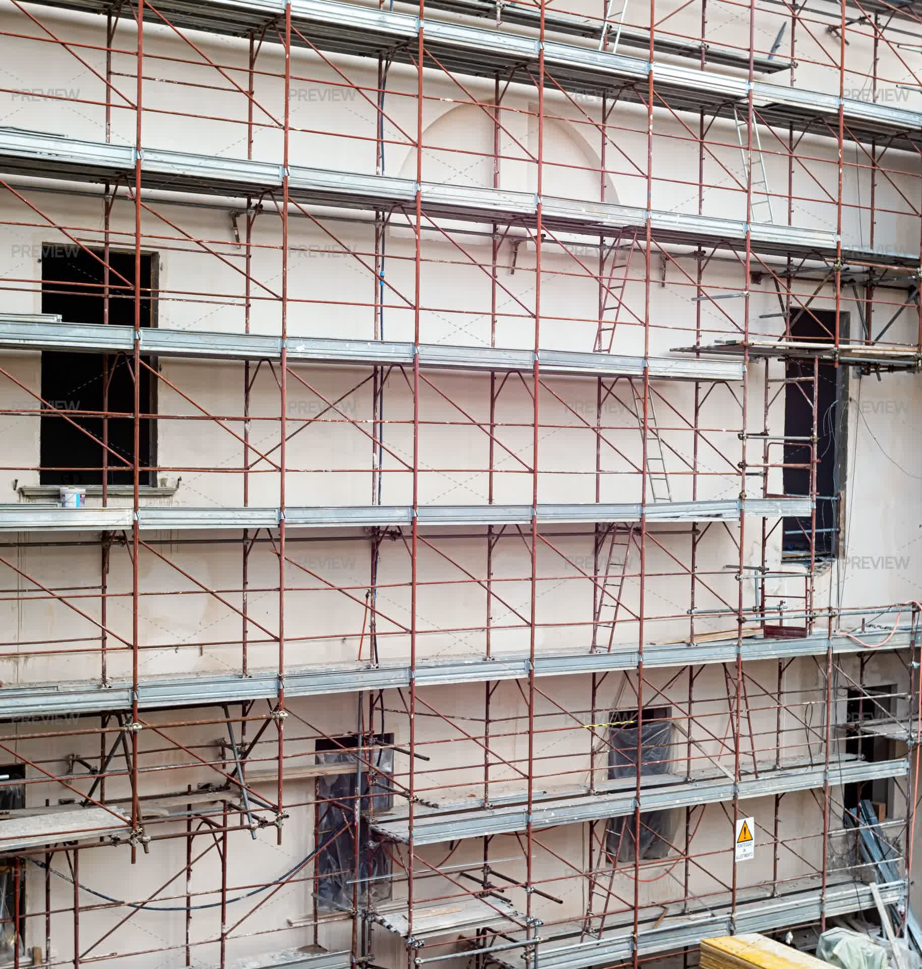 Array Scaffold Scaffolding Installed On Building - Stock Photos | Motion Array