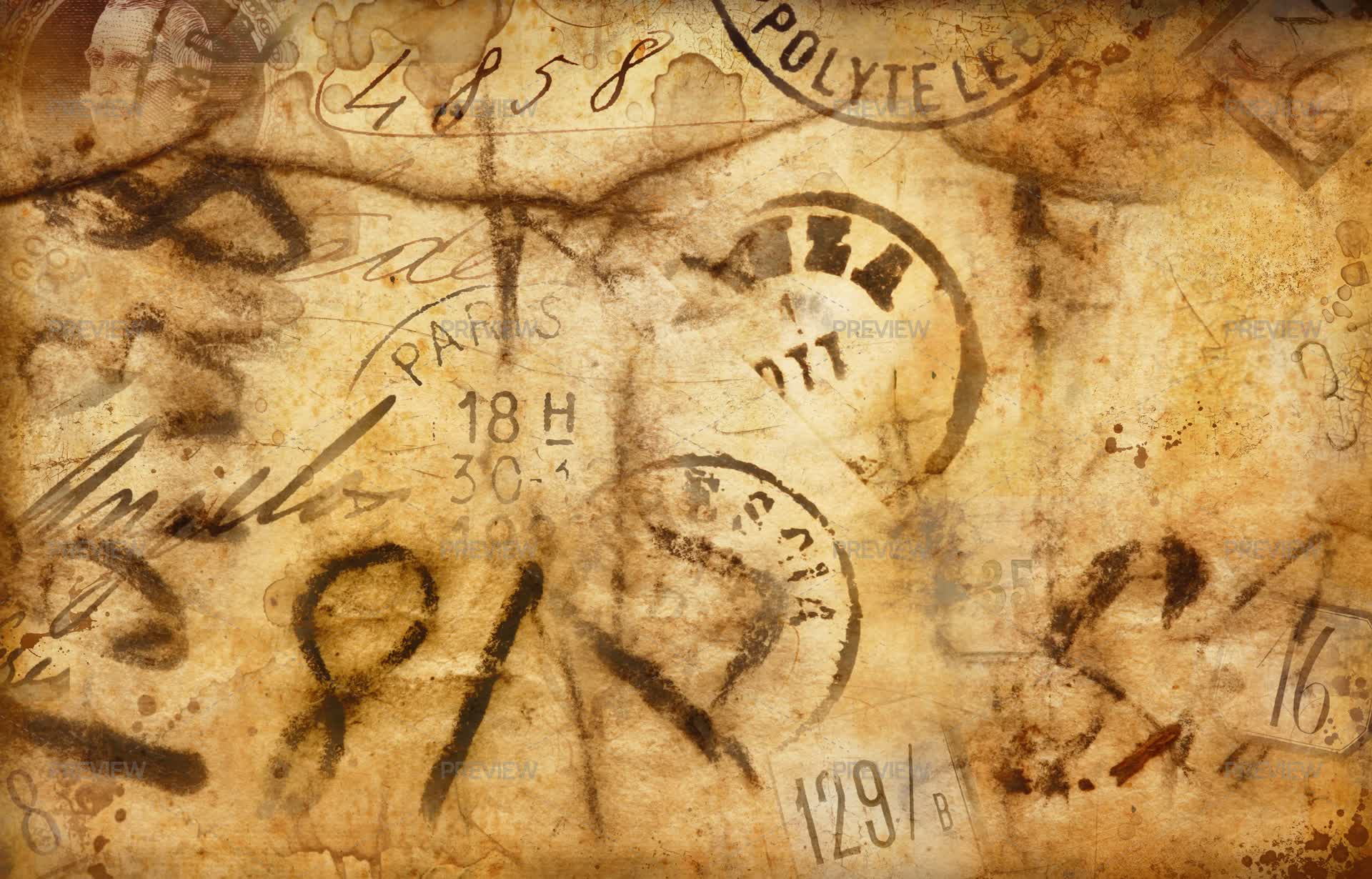 Vintage Card With Correspondance Signs - Stock Photos | Motion Array