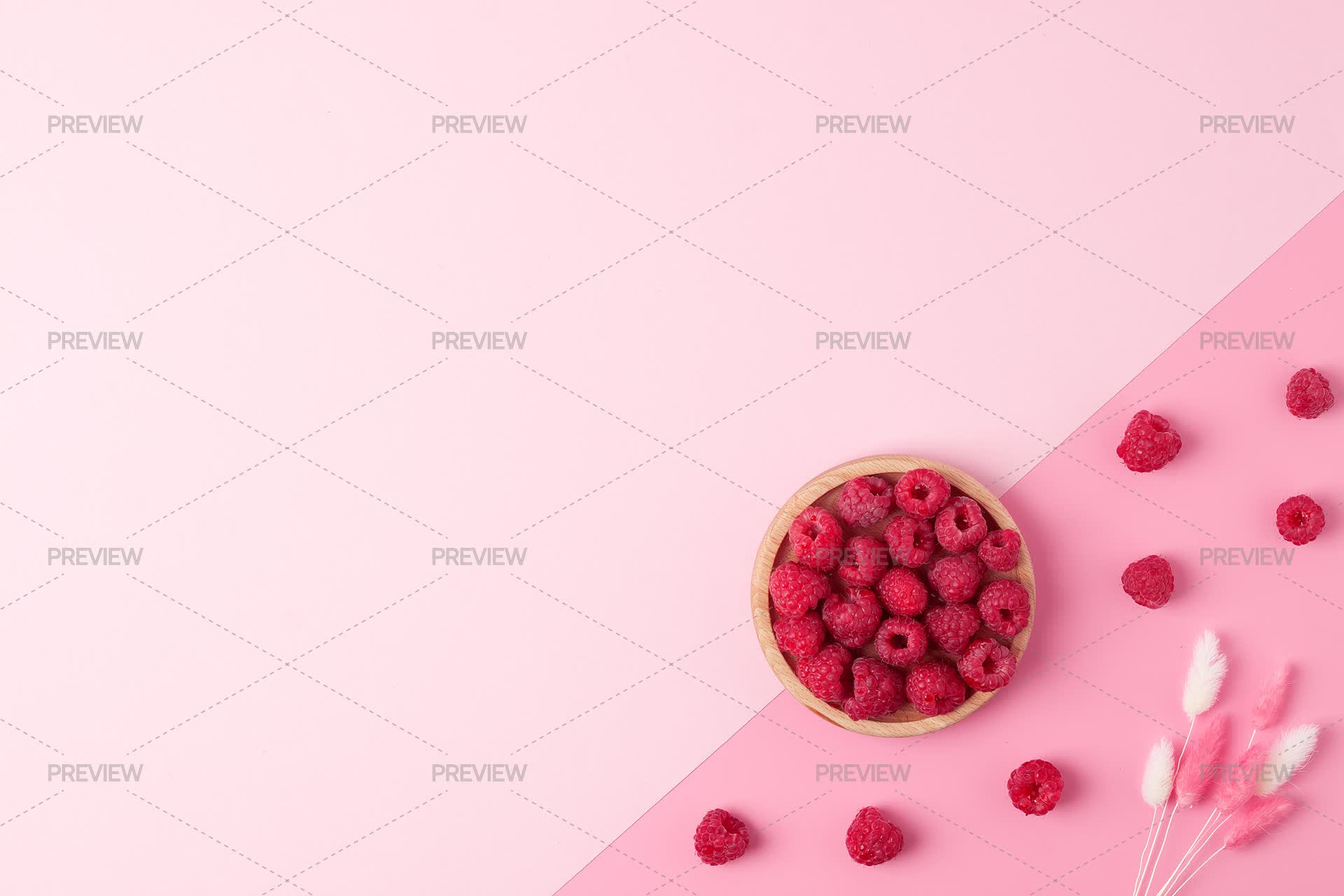 Pink Raspberry Background Pink Summer Raspberries Background - Stock Photos | Motion Array