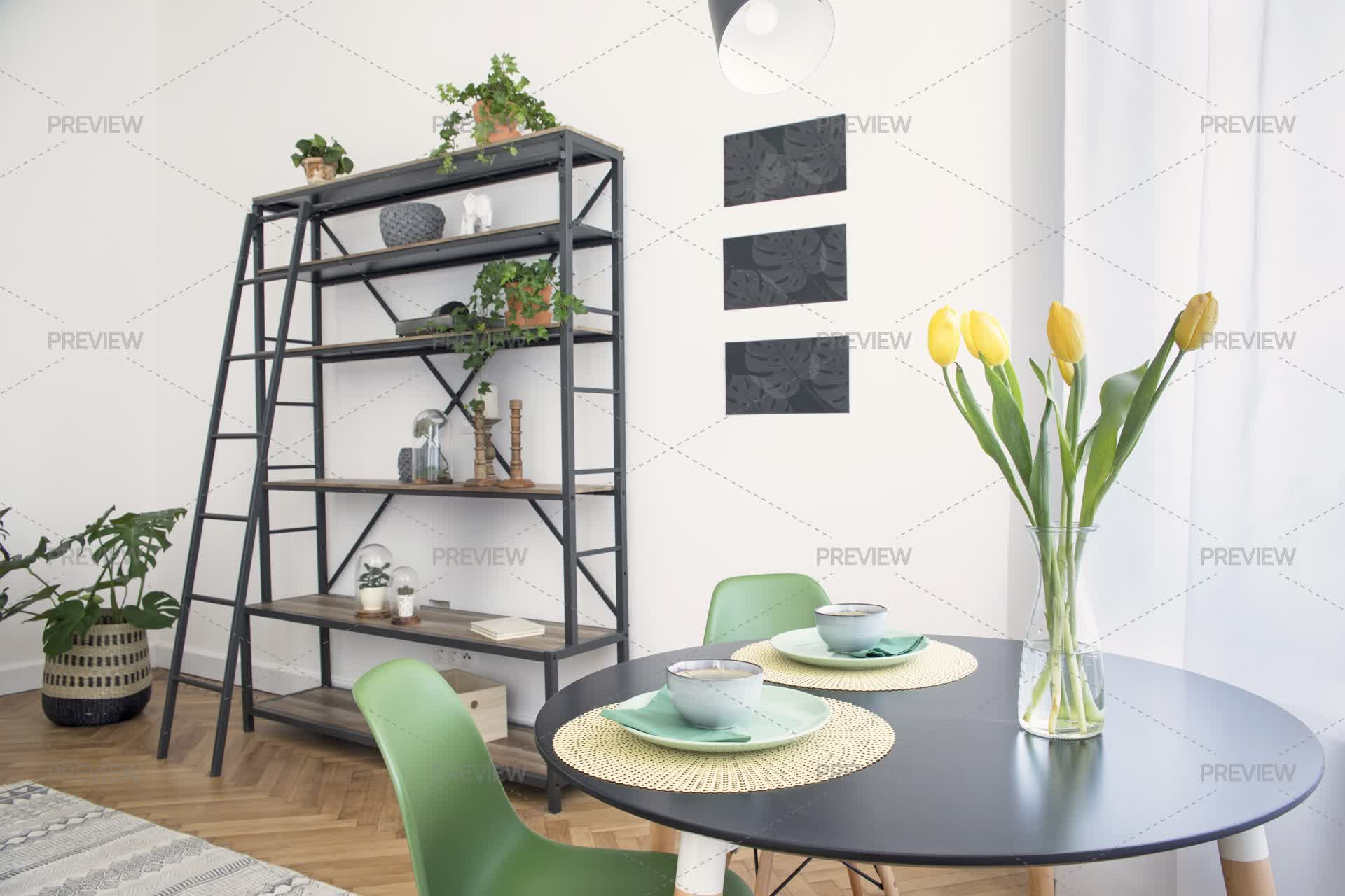 Living Room With Rack And Table - Stock Photos | Motion Array