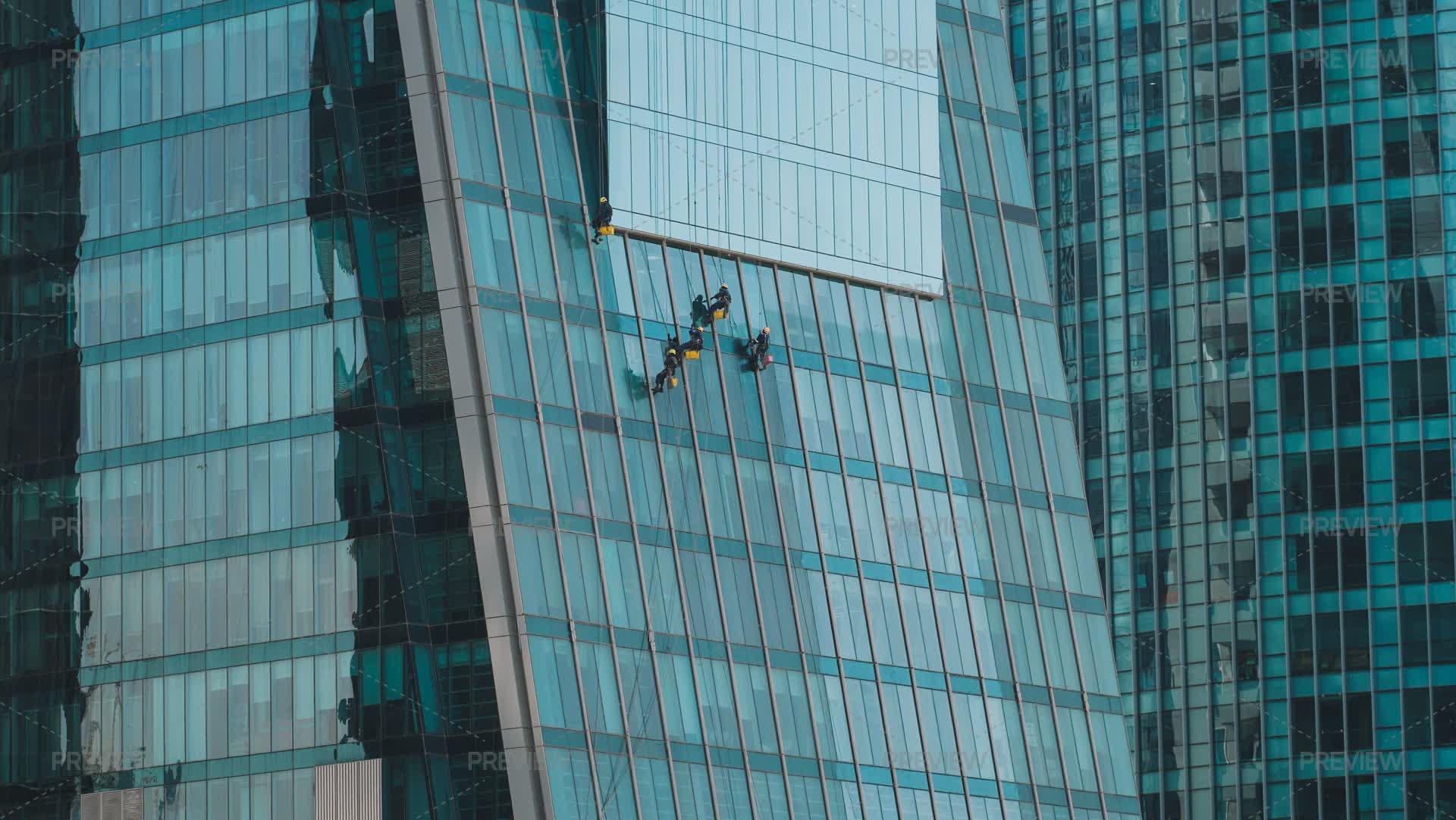 Skyscraper Window Cleaning - Stock Photos | Motion Array