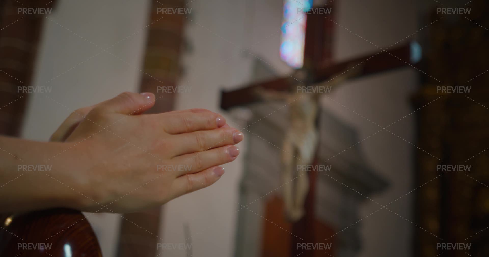 Praying Motion Praying Hands And Crucified Christ - Stock Photos | Motion Array