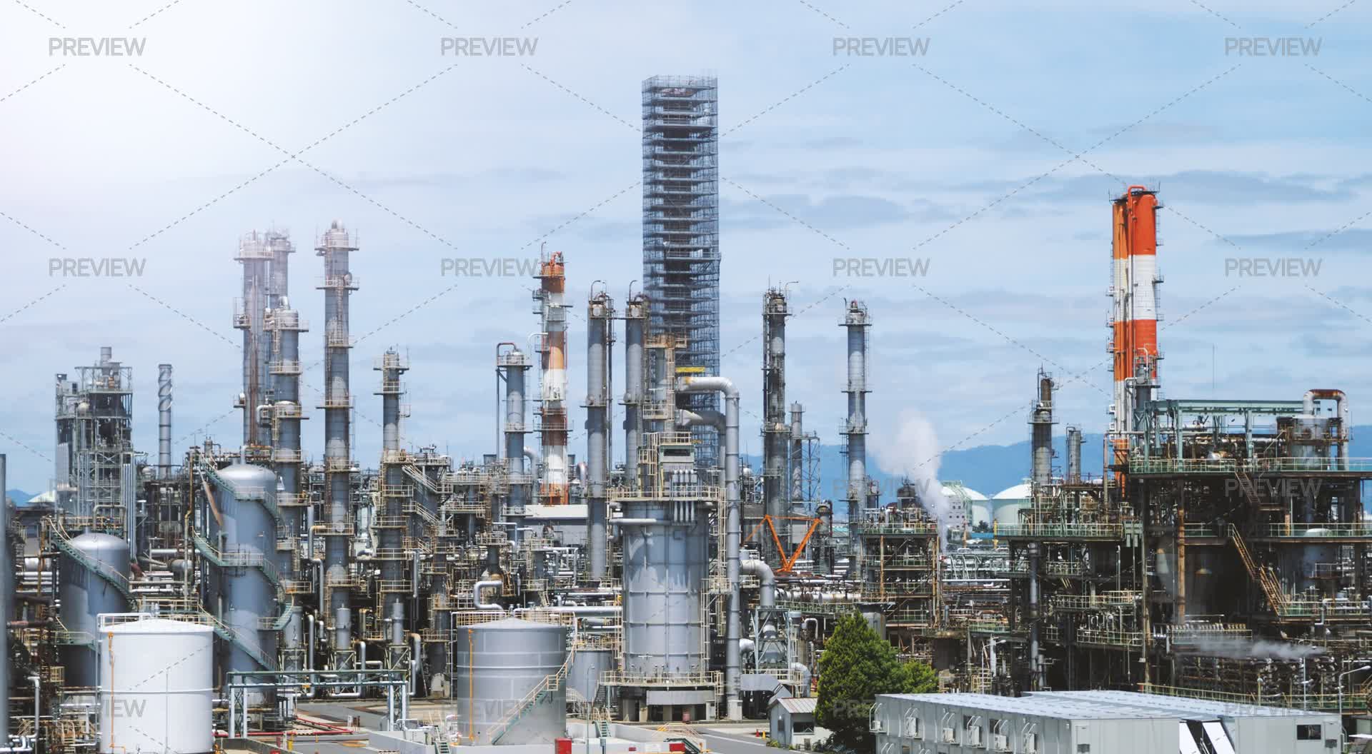 Oil Refinery Petroleum Factory Oil Tank - Stock Photos | Motion Array