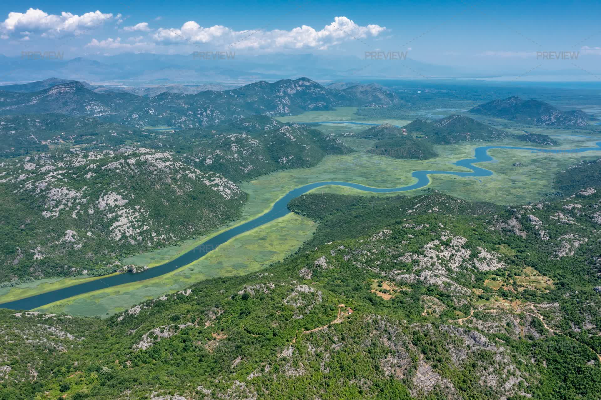 Ariel View Of A River Landscape - Stock Photos | Motion Array