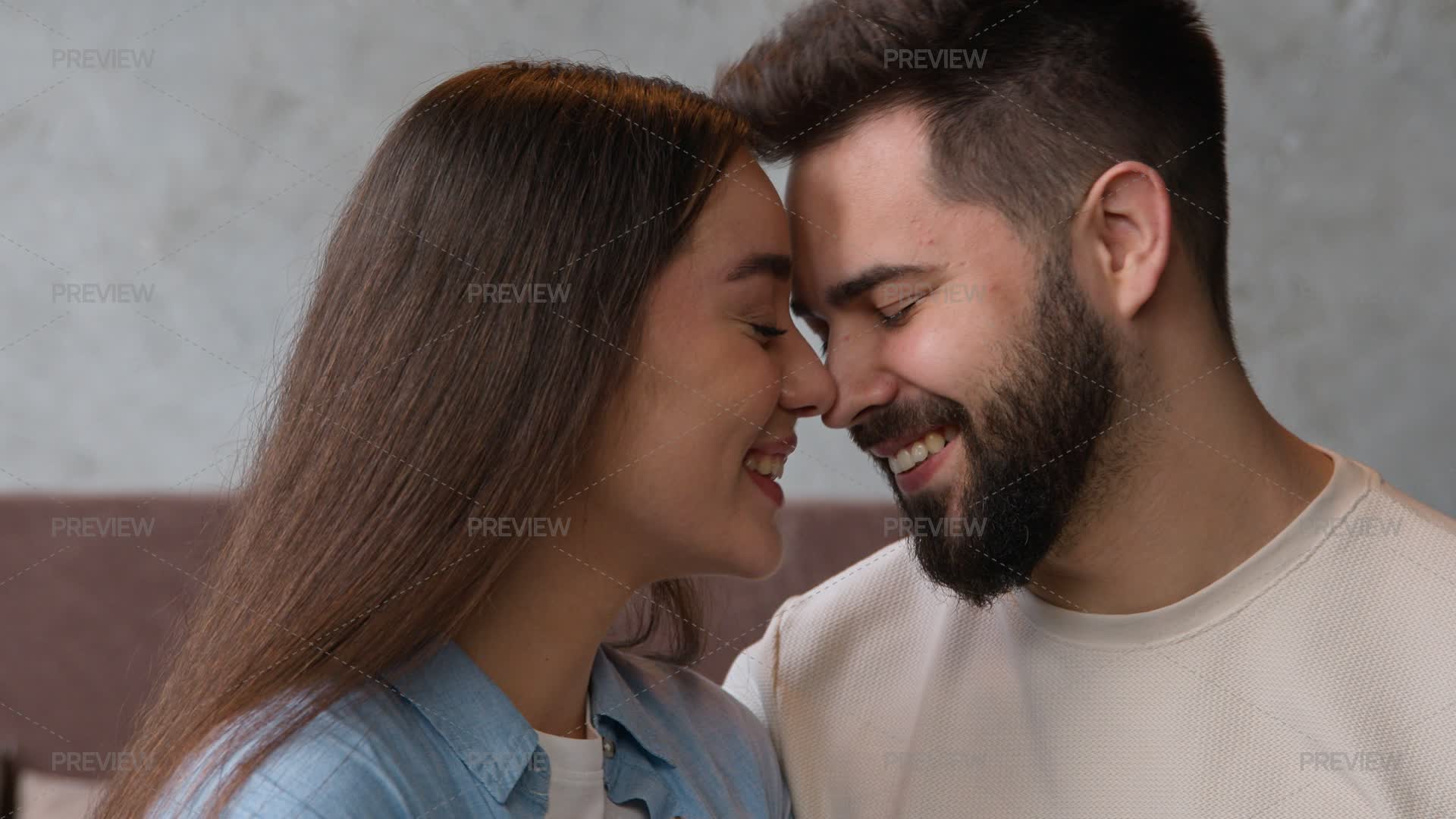 Couple In Love Cuddle Touch Foreheads - Stock Photos | Motion Array