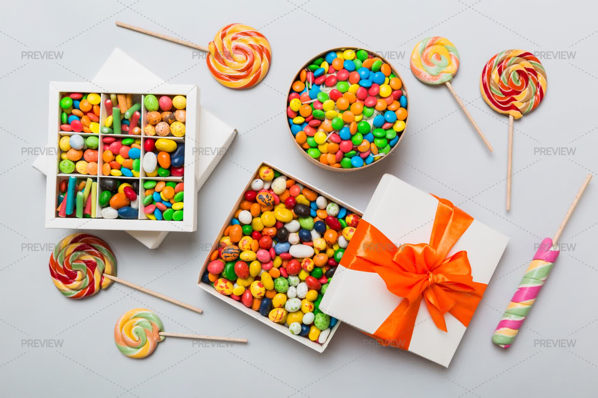 Multi-Colored Candies In Boxes - Stock Photos | Motion Array