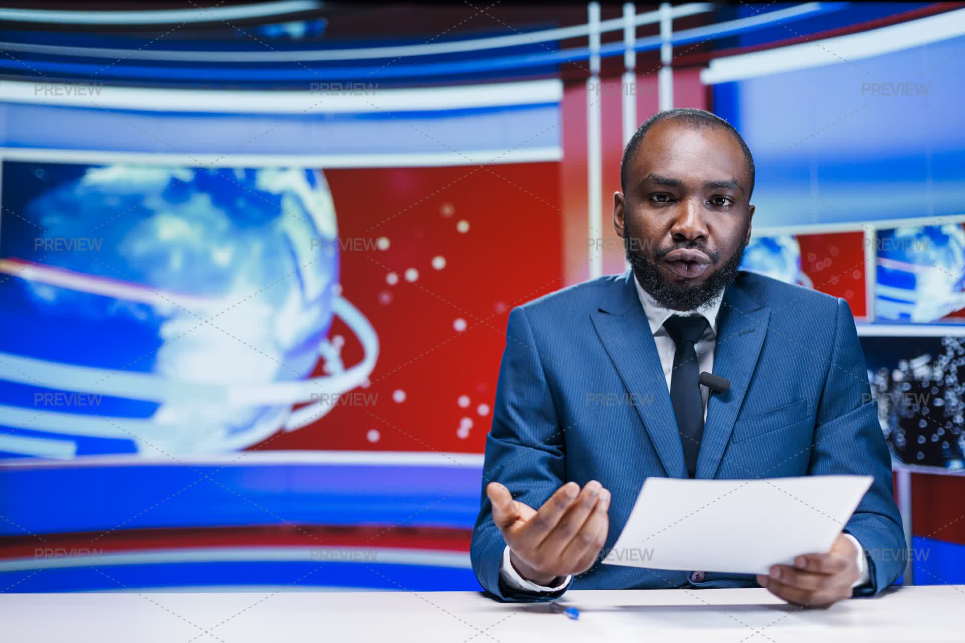 News Ringer News Reporter Delivering Breaking News - Stock Photos | Motion Array