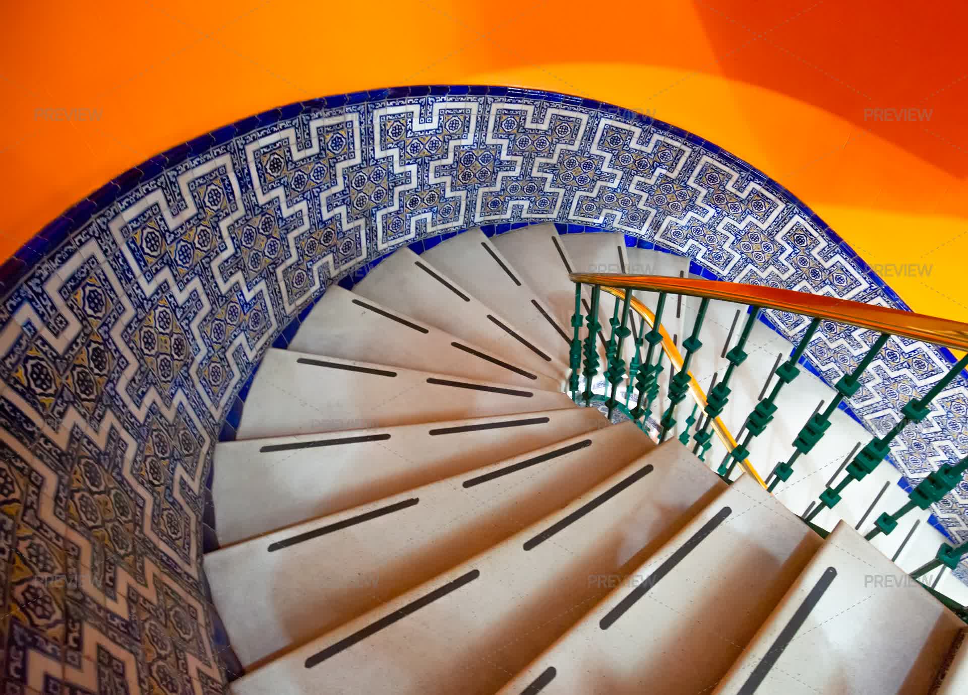 Colorful Staircase, A Typical Mexican Architecture In Mexico City ...