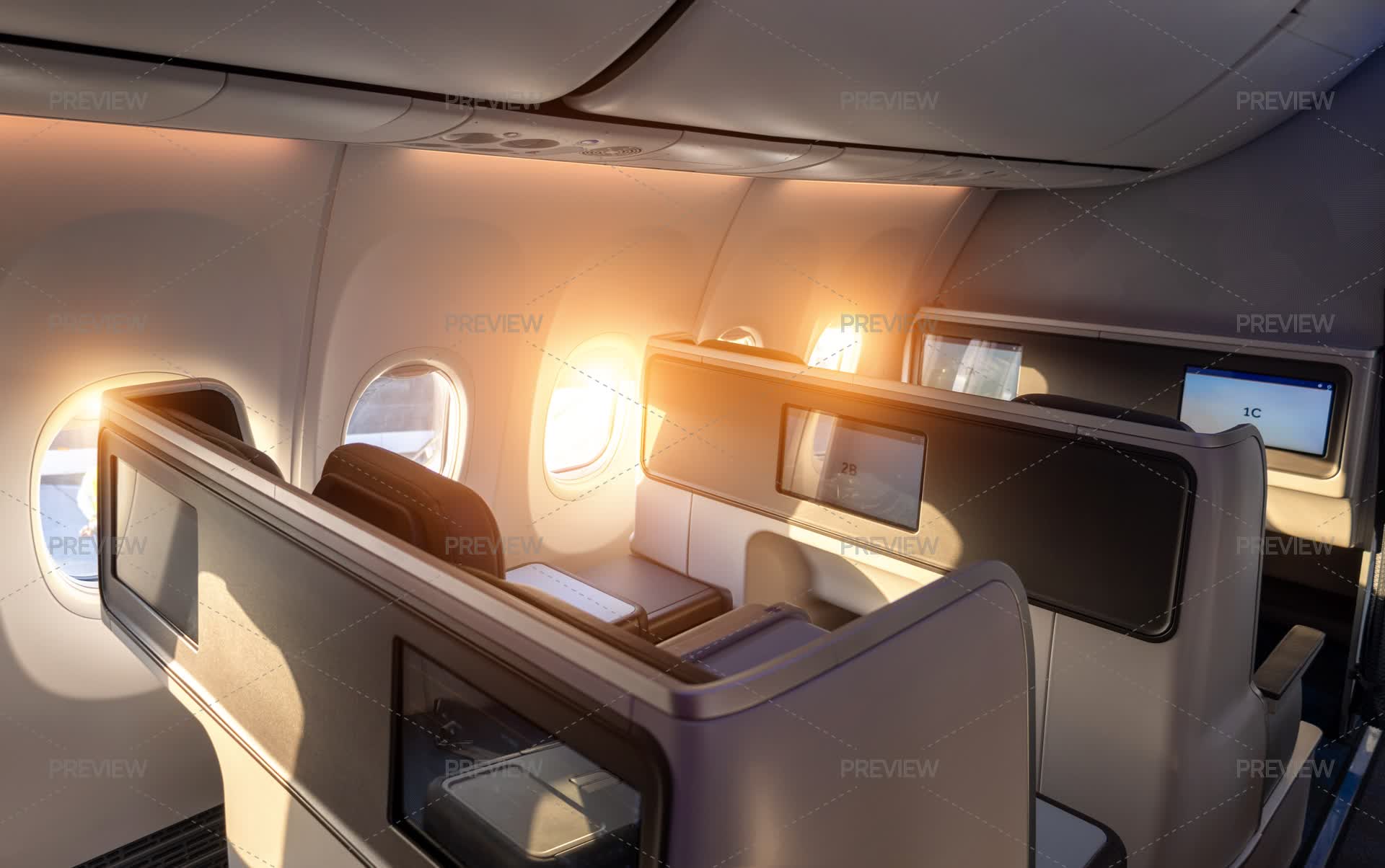 First Class Plane Cabin Seat. VIP Tourism And Travel - Stock Photos ...