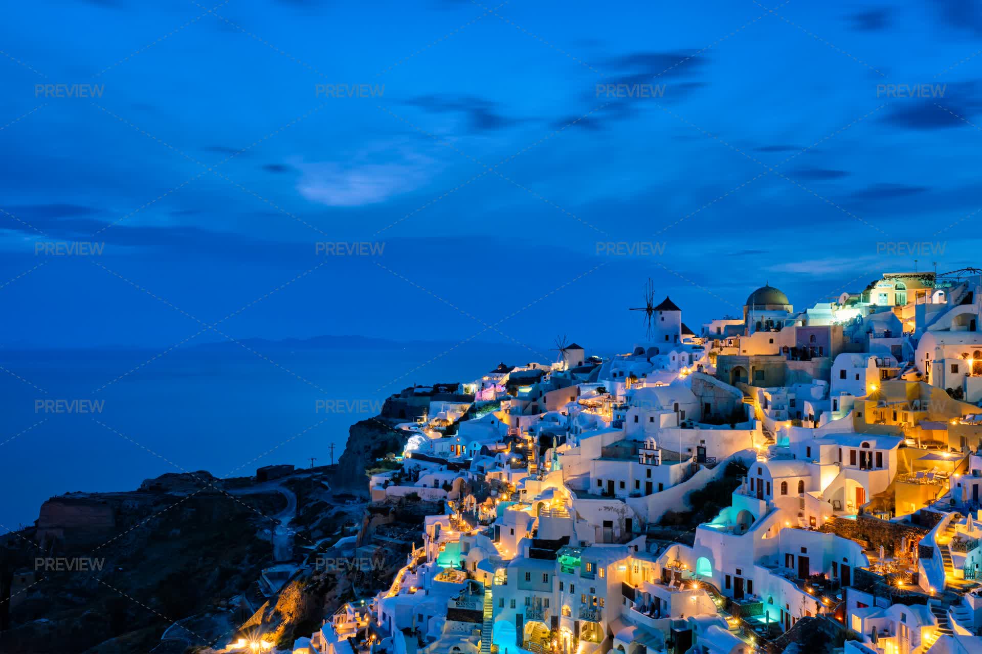 Famous Greek Tourist Destination Oia Village Santorini Island Greece ...