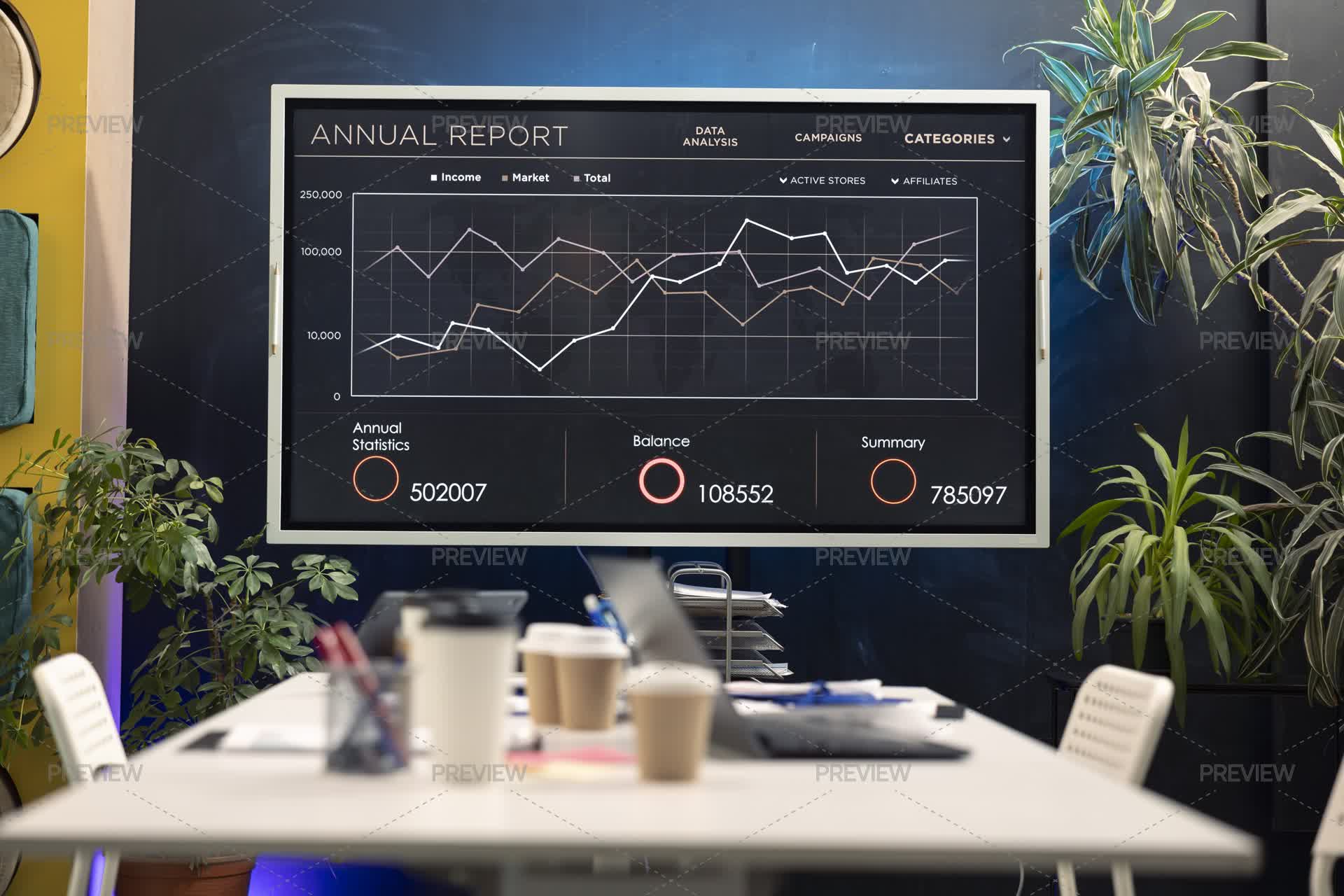 Modern Interactive Board In An Empty Meeting Room Used For Conferences ...