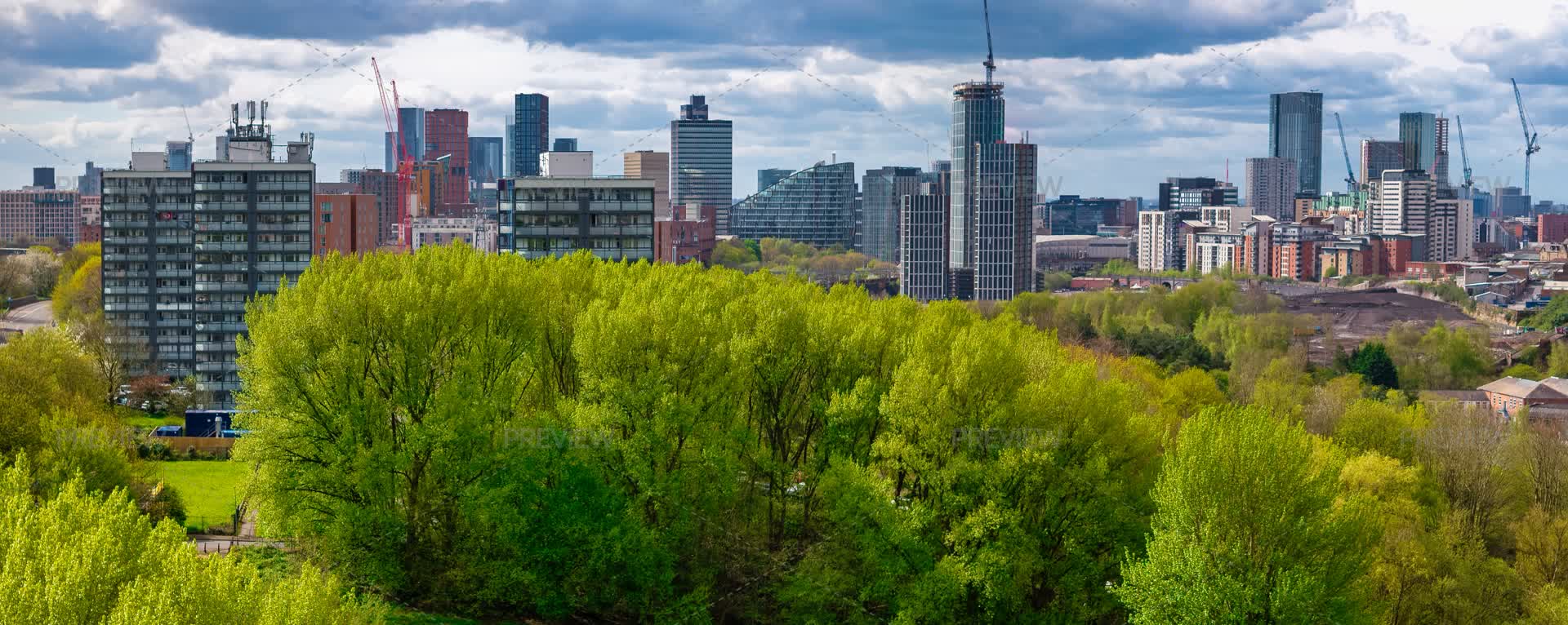 Manchester In Spring Manchester Skyline On A Spring Day - Stock Photos | Motion Array