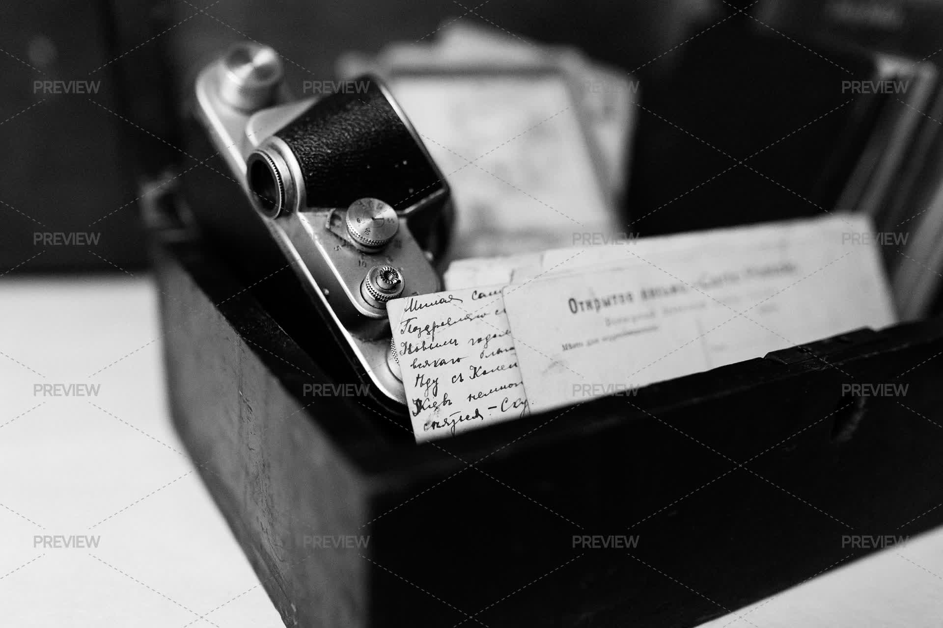 Camera Photos Letters Vintage Camera And Letters - Stock Photos | Motion Array