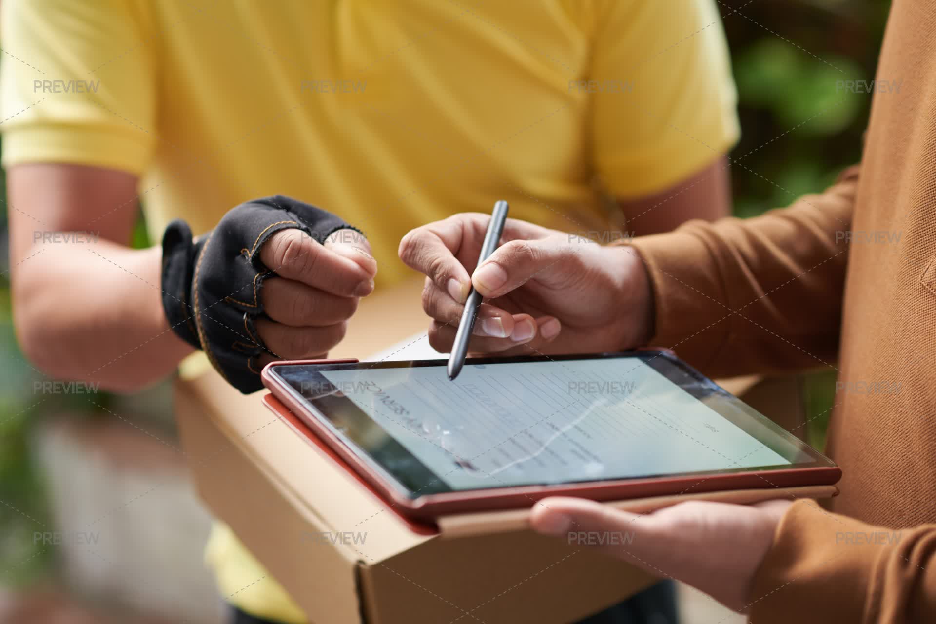 Customer Signing Up Customer Signing Delivery Document - Stock Photos | Motion Array