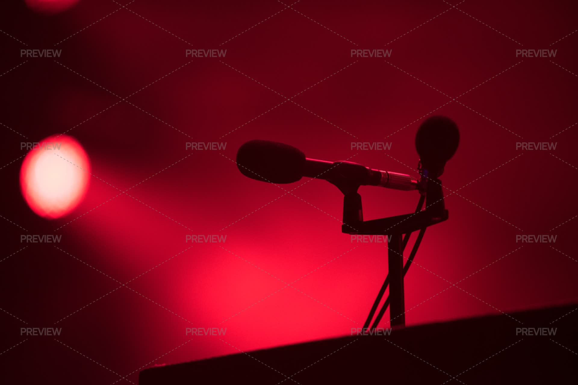 Mic Red Led Microphone In Red Stage Lights - Stock Photos | Motion Array