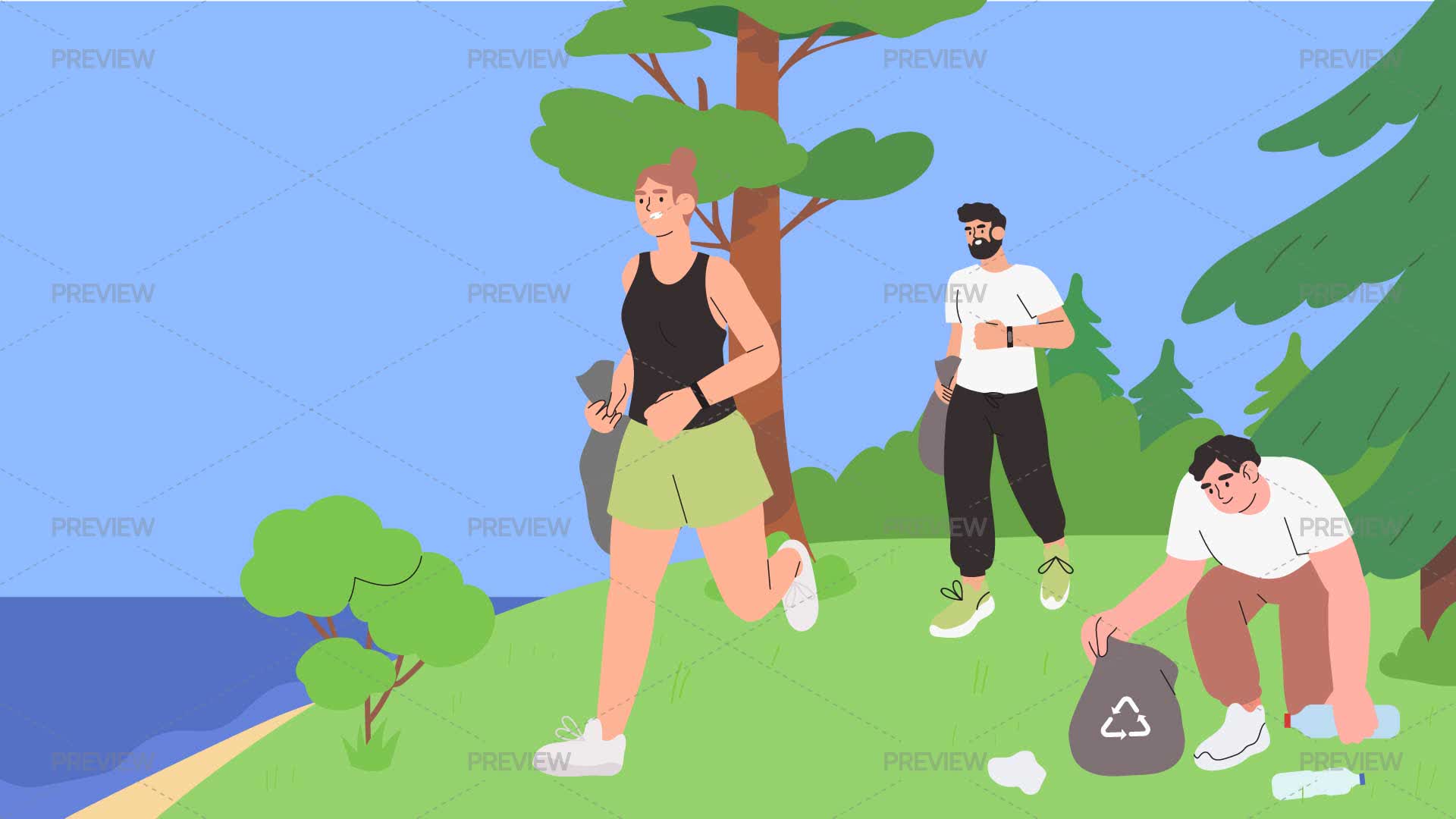 Plogging Marathon Illustration - Graphics | Motion Array