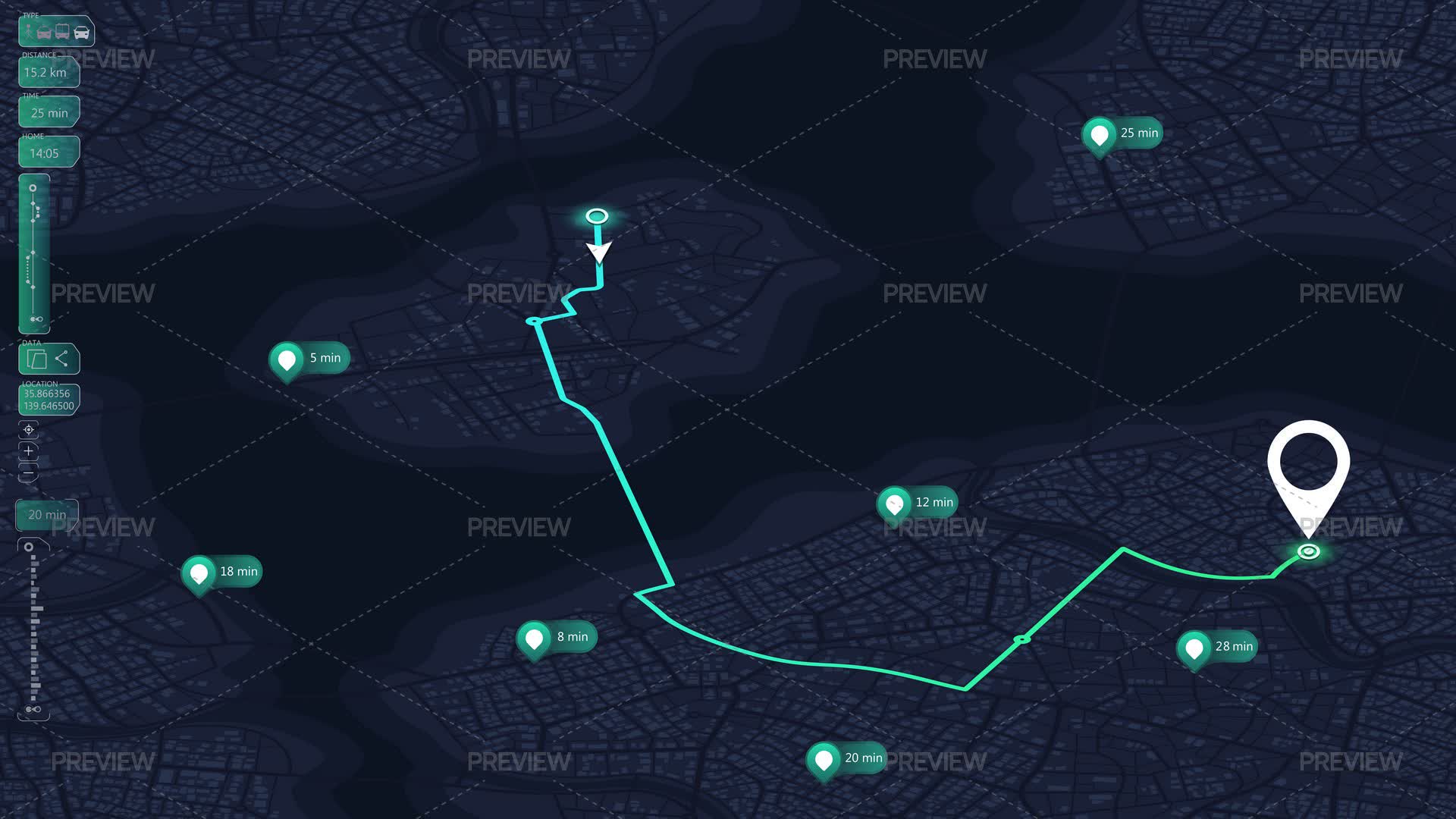 Direction Options On A City Map - Graphics | Motion Array