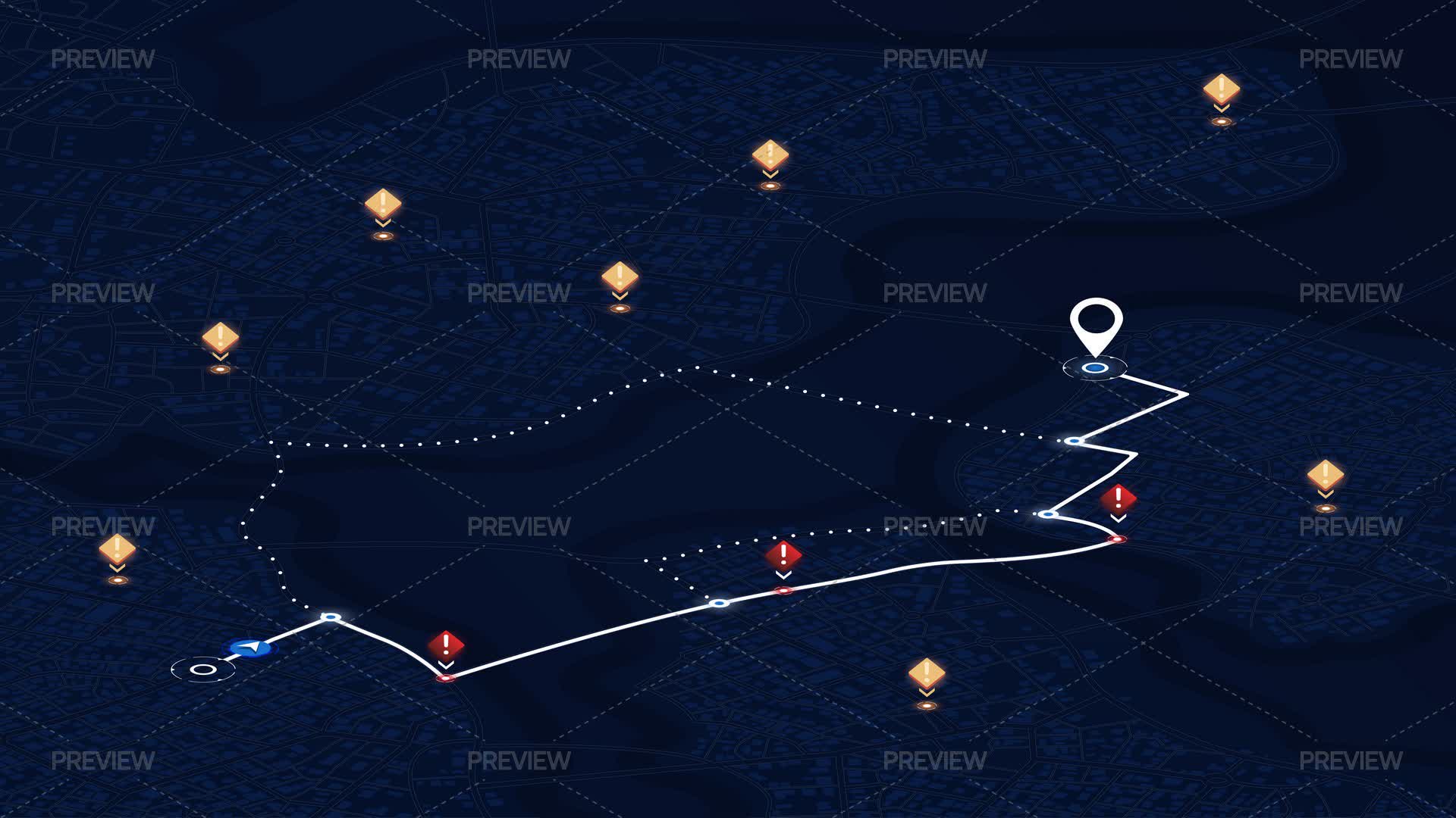 Map Routing Generic Generic City Map With Routes And Signs Of Accidents - Graphics | Motion ...
