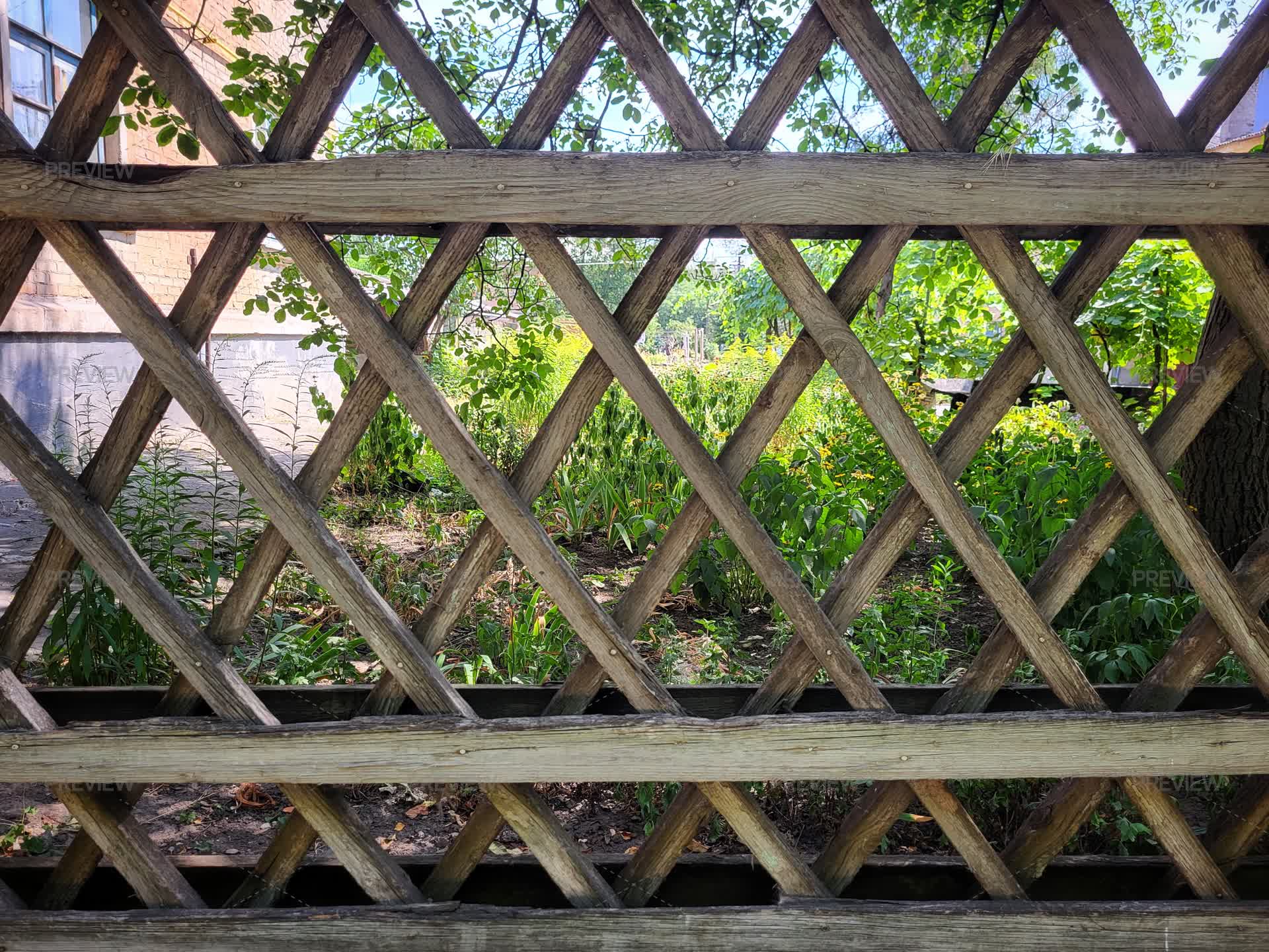 Old Wooden Checkered Fence - Stock Photos | Motion Array