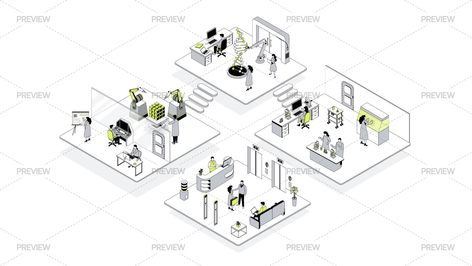 Laboratory Isometric Illustration - Graphics | Motion Array