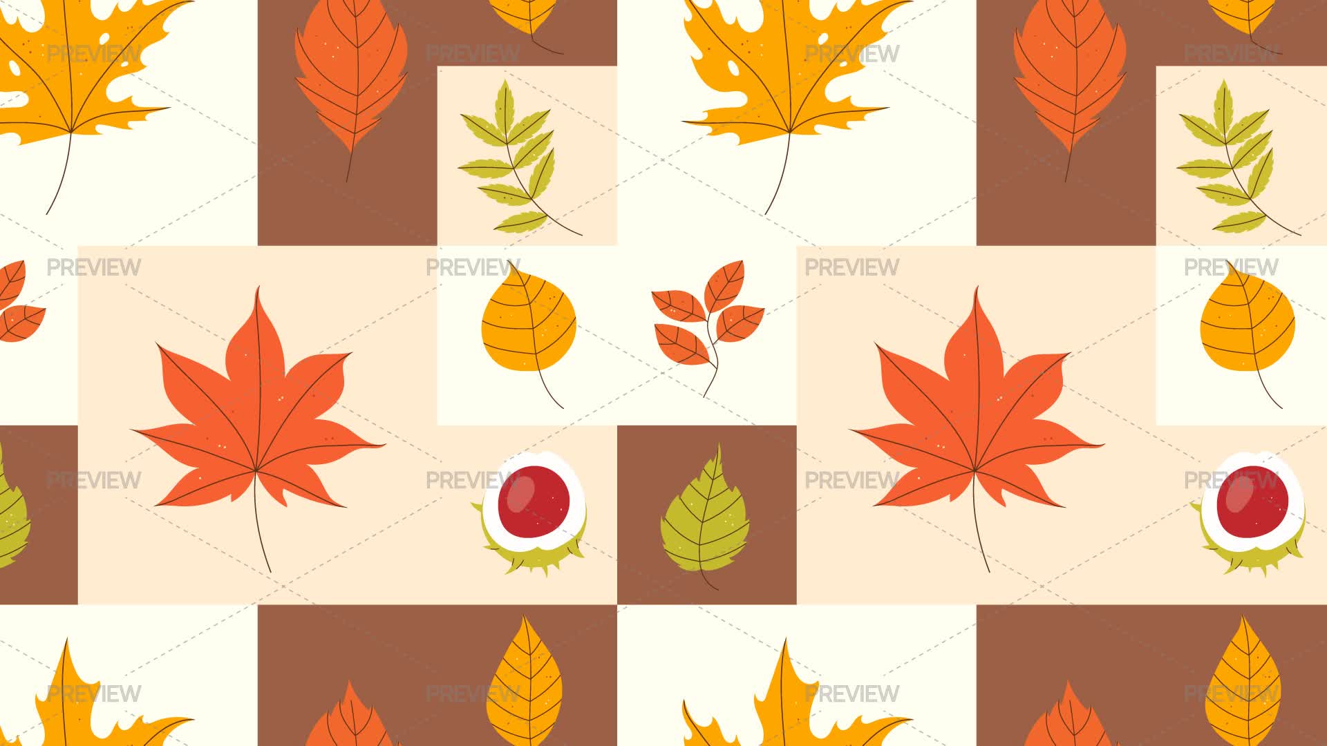 Fall Geometric Pattern With Leaves - Graphics | Motion Array