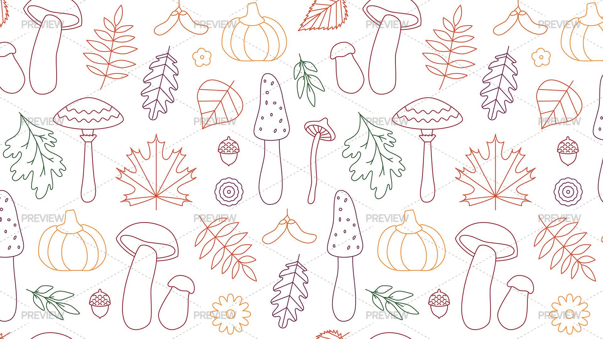 Fall Foliage Seamless Pattern - Graphics | Motion Array