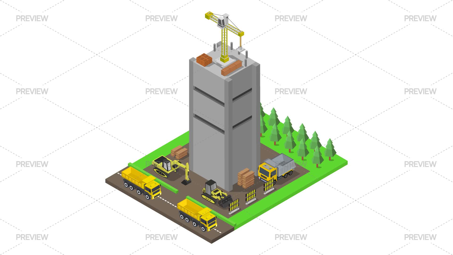 Isometric Construction Building - Graphics | Motion Array