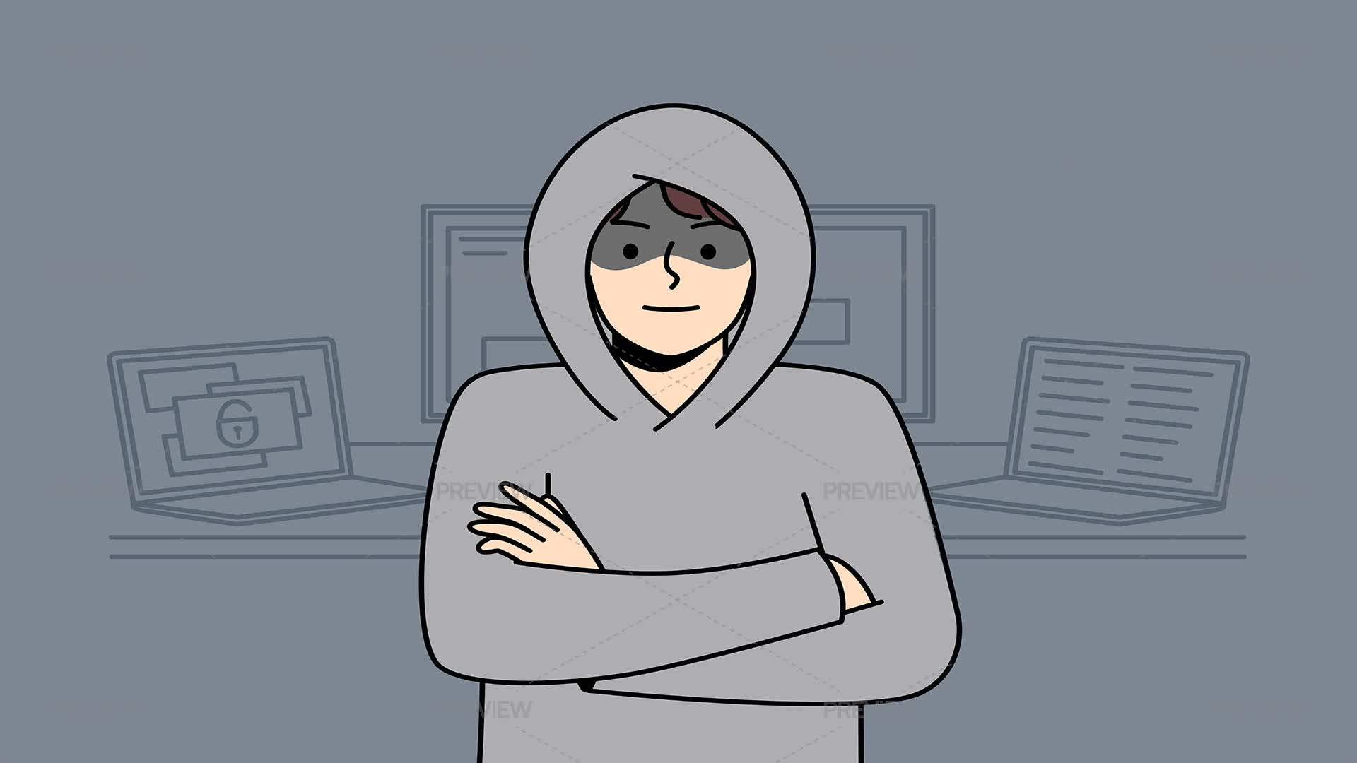 Hacker Standing Near Computers - Graphics | Motion Array