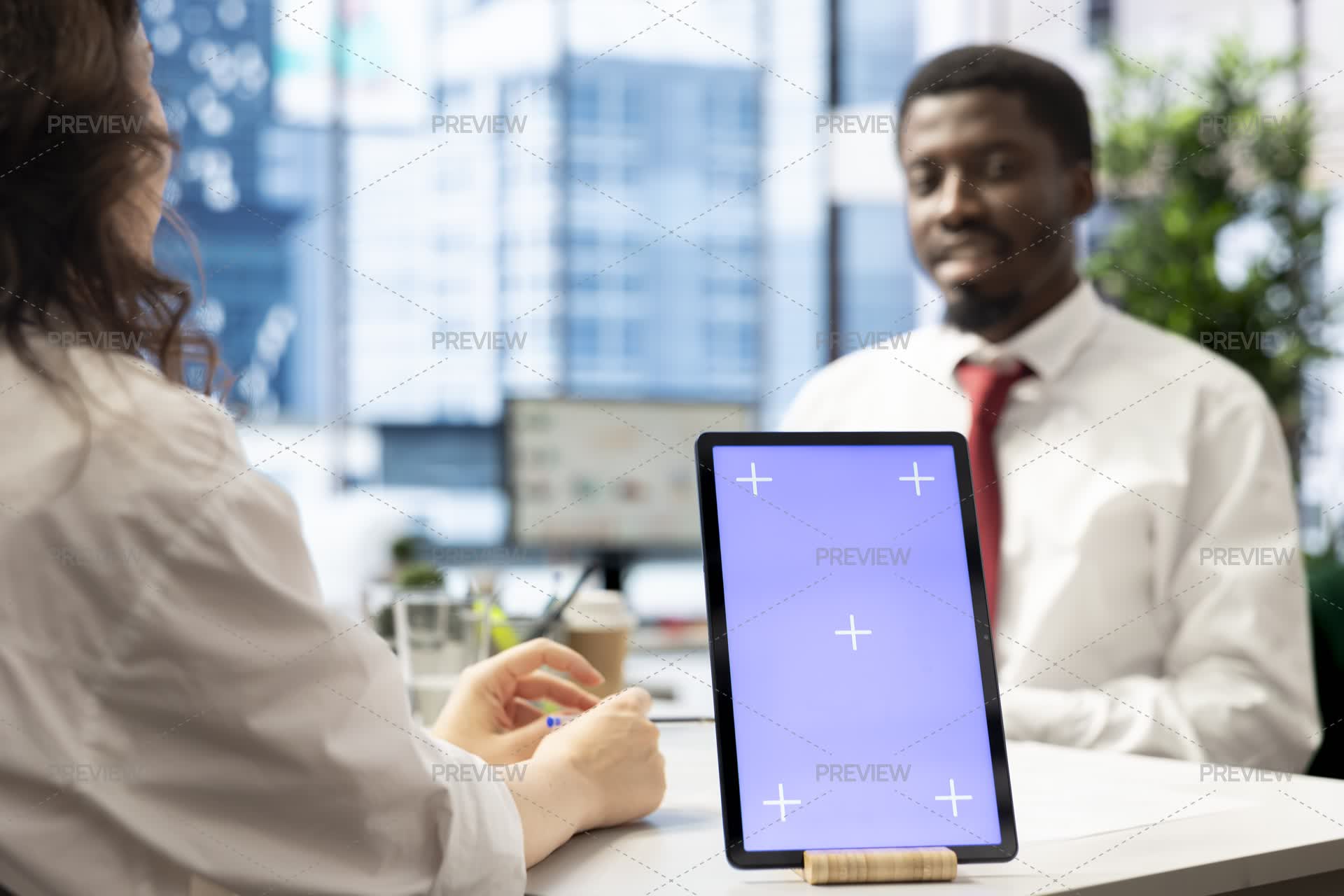 Research Interviewer Using Tablet Recruiter Using Isolated Screen Tablet Doing Interview - Stock Photos ...