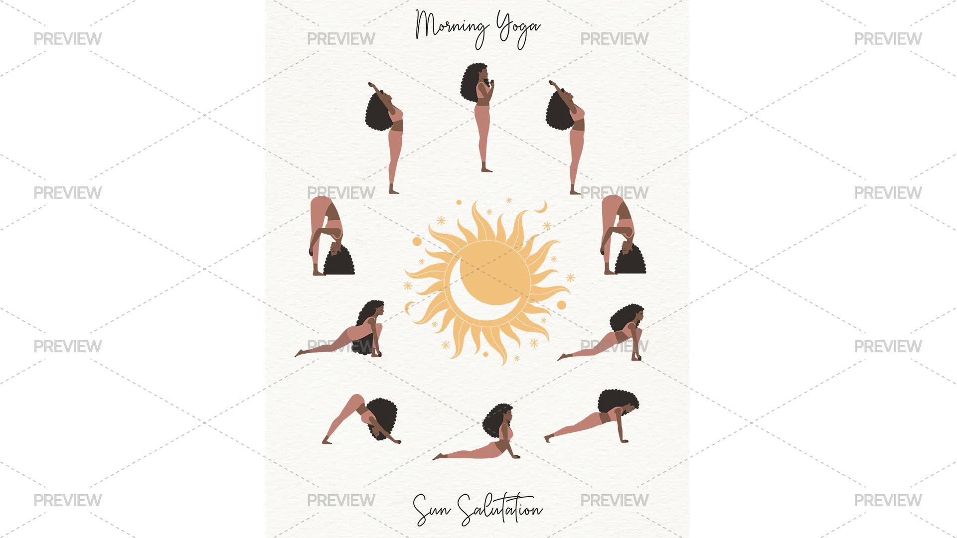 Salutation Graphics Yoga Sun Salutation Poster - Graphics | Motion Array