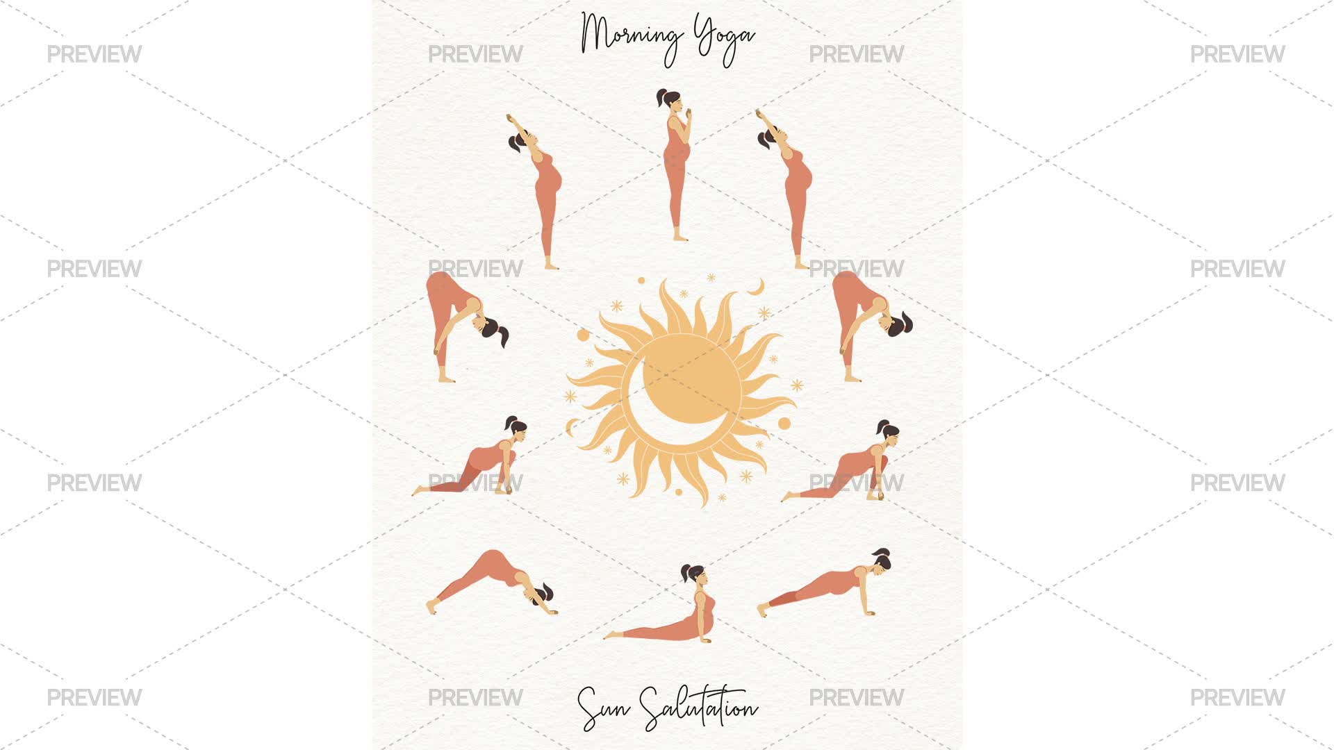 Salutation Graphics Yoga Sun Salutation Poster - Graphics | Motion Array