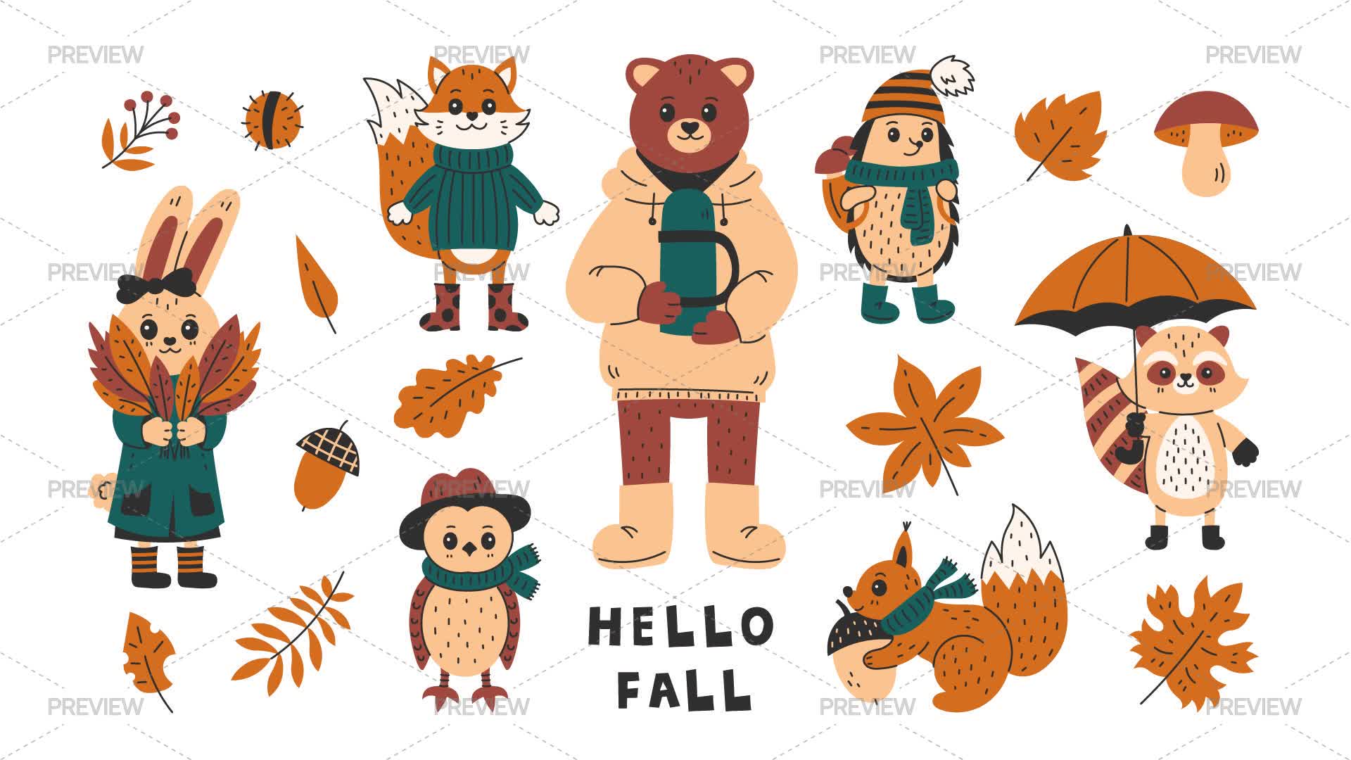 19 Fall Animals - Graphics | Motion Array