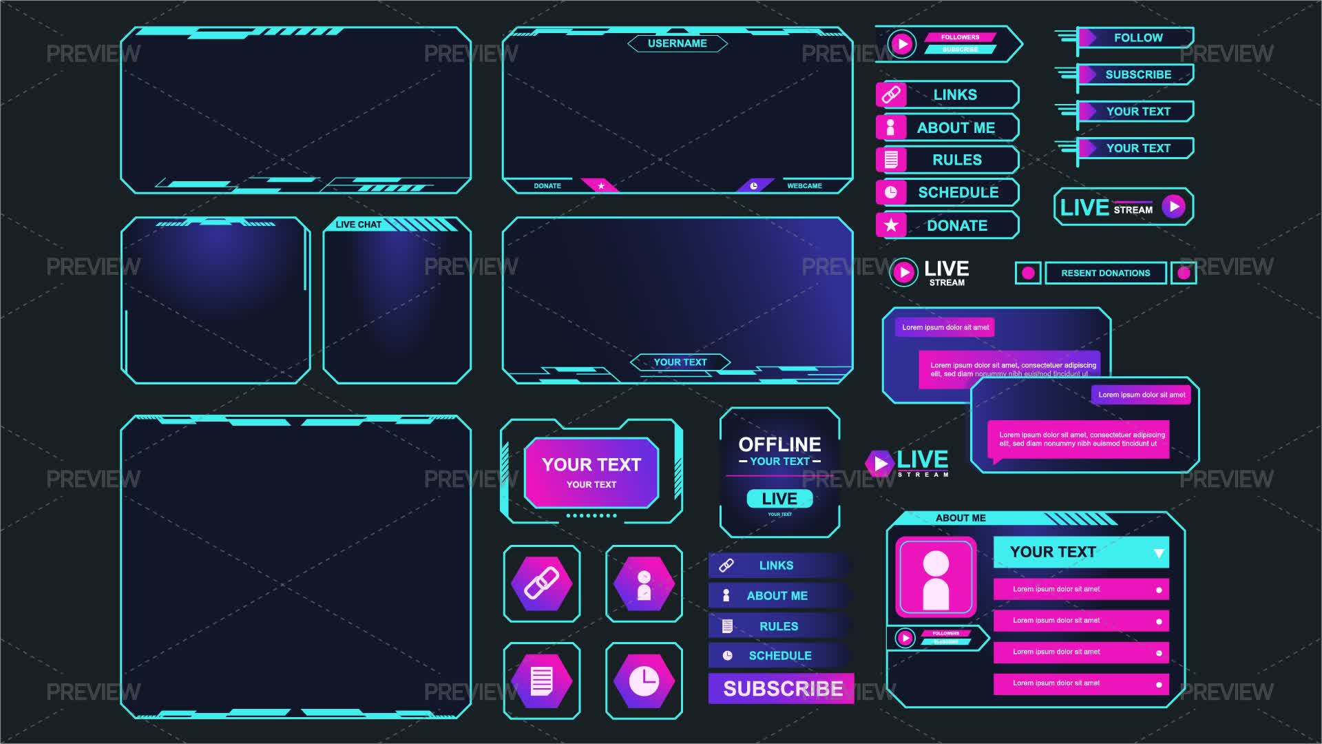29 Game Stream Frames - Graphics | Motion Array