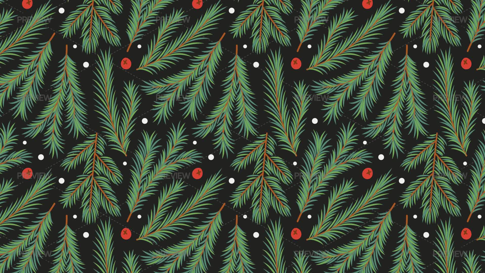 Spruce Tree Repeating Pattern Seamless Pattern With Spruce Branches - Graphics | Motion Array