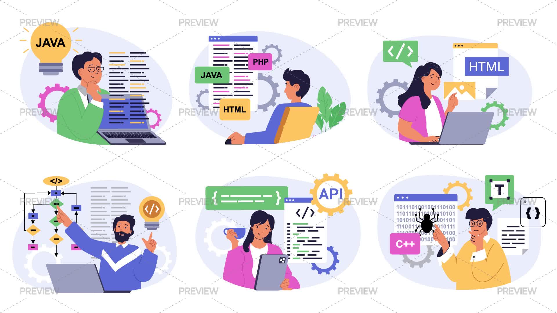 Programming Graphic Image 6 Programming Concept Illustrations - Graphics | Motion Array