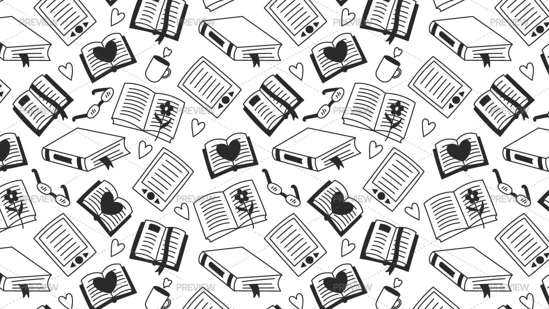 Reading Pattern Graphics Book Reading Seamless Pattern - Graphics | Motion Array