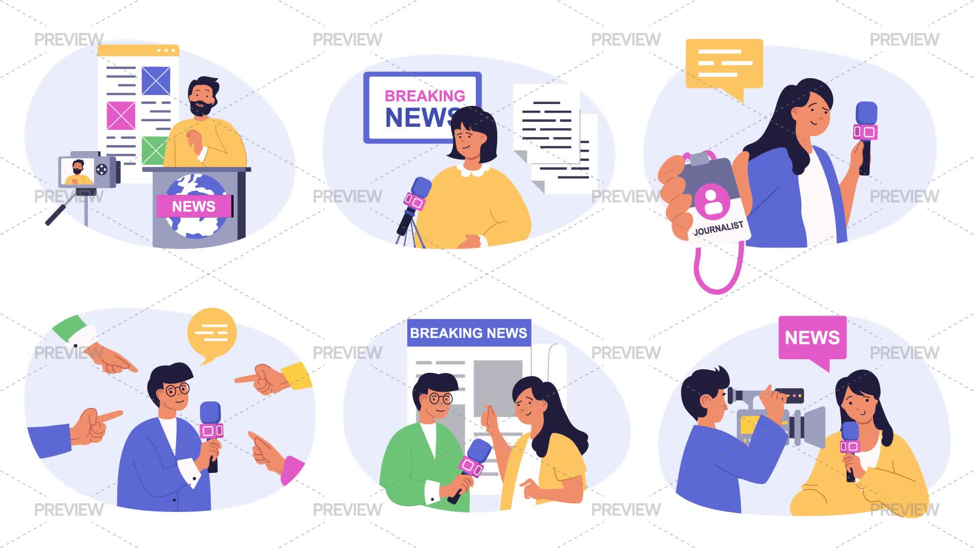 Journalish Graphics 6 Journalism Concept Illustrations - Graphics | Motion Array