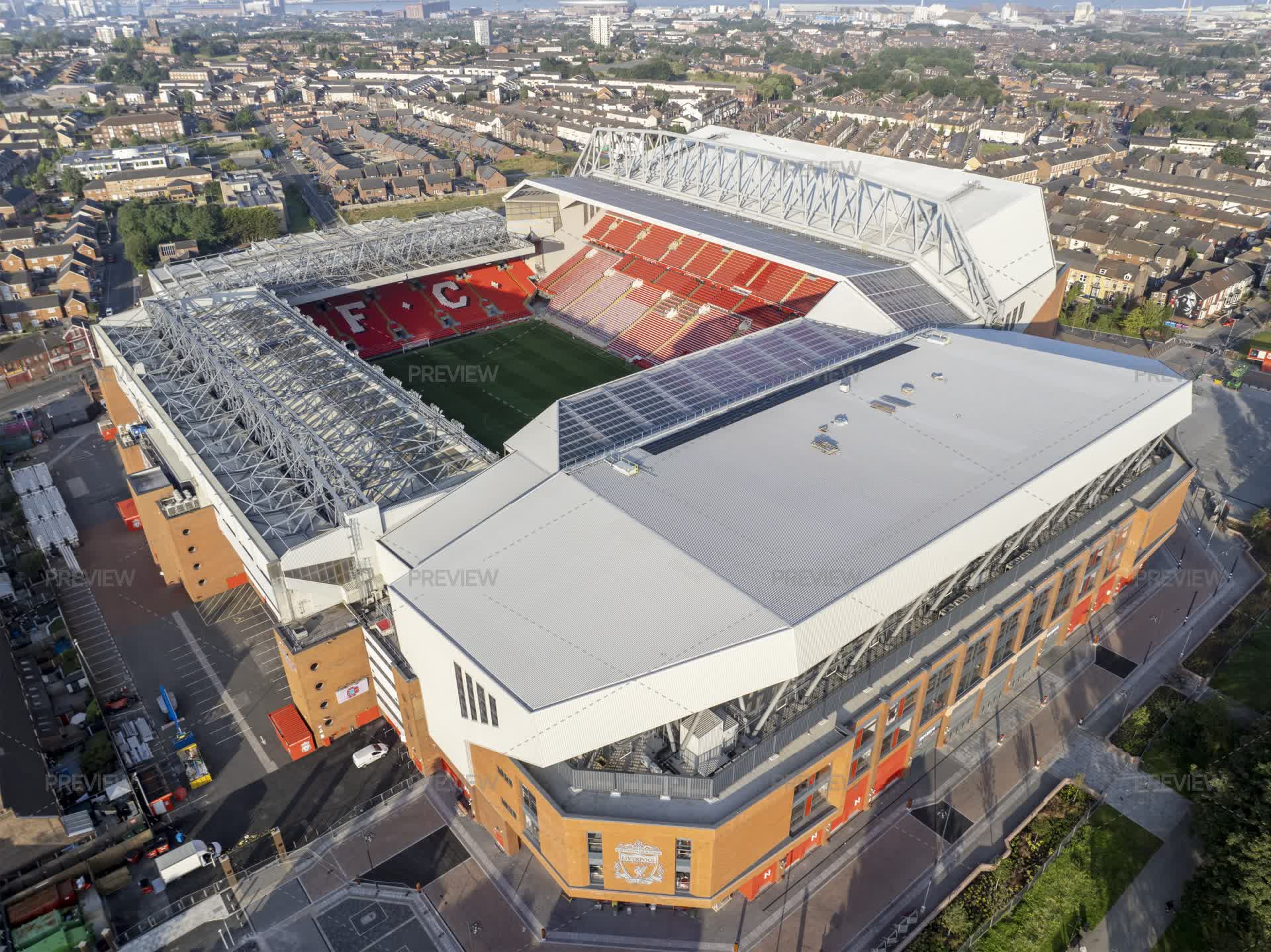 Aerial View Of Anfield Stadium, Liverpool. - Stock Photos | Motion Array
