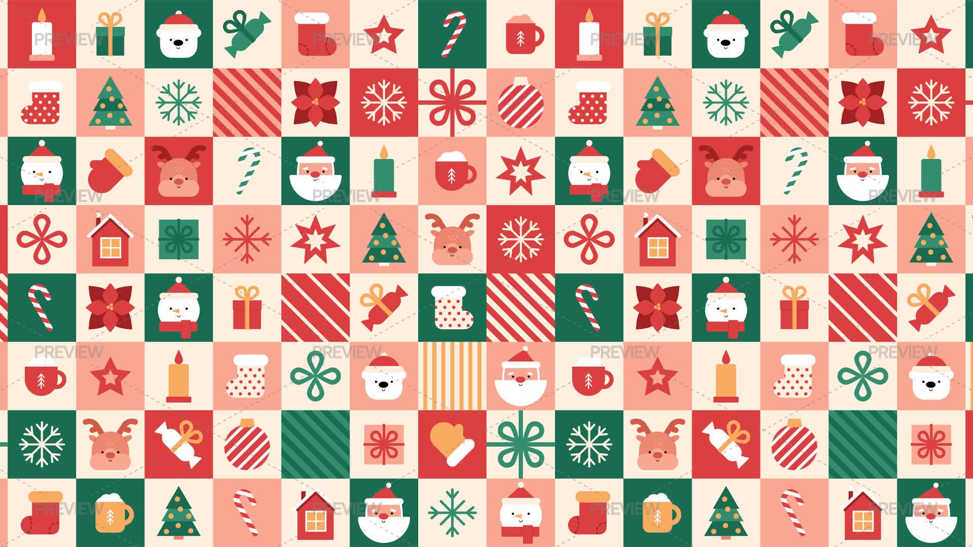 Holiday Tile Pattern Christmas Tiles Seamless Pattern - Graphics | Motion Array