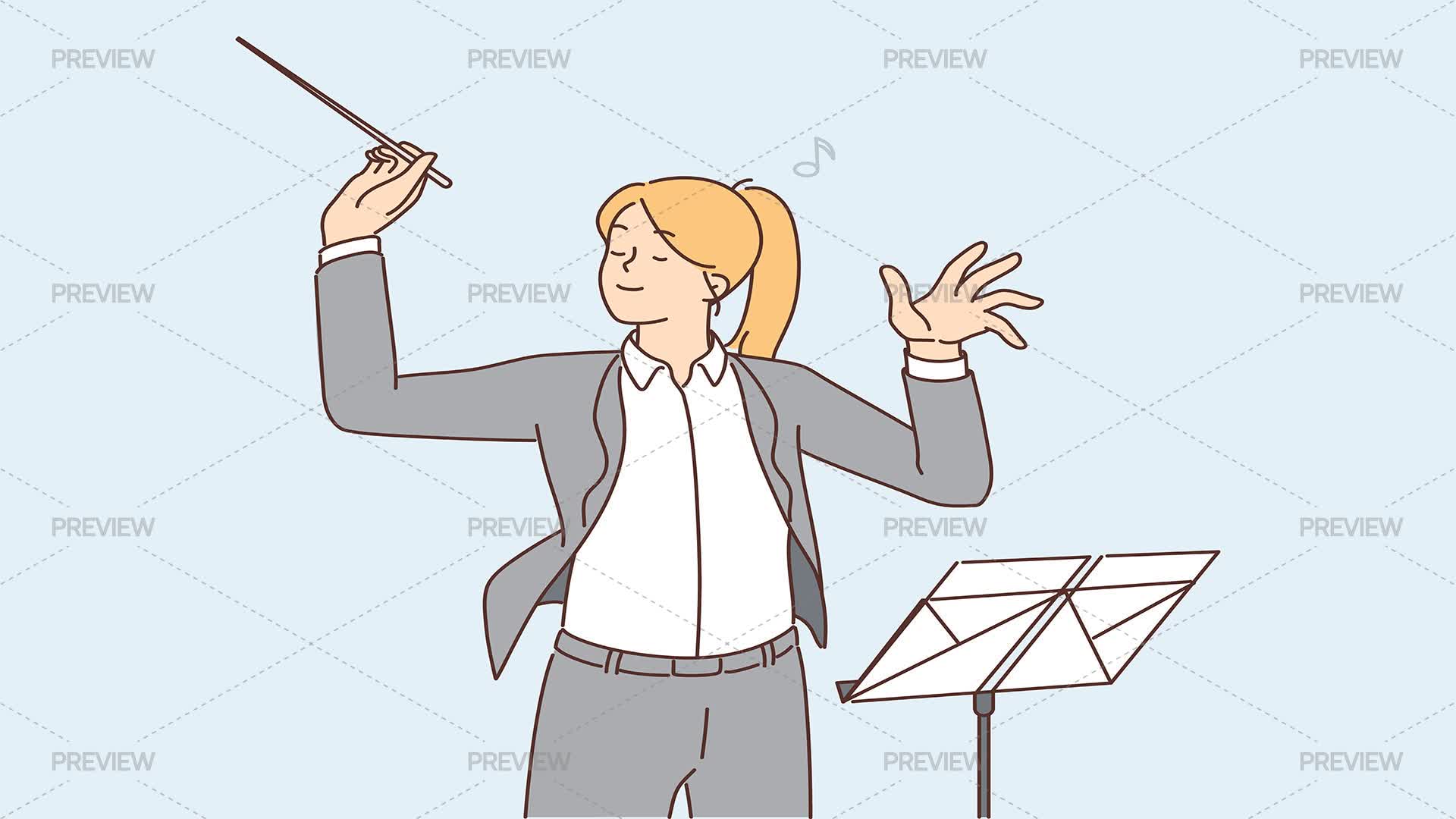 Conductor Leading An Orchestra - Graphics | Motion Array