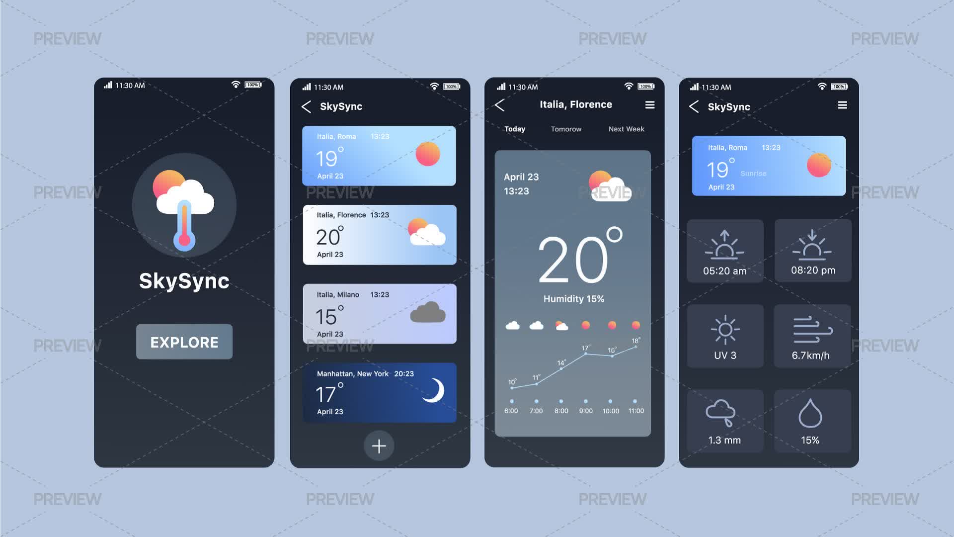 Weather App Visualization Illustration - Graphics | Motion Array
