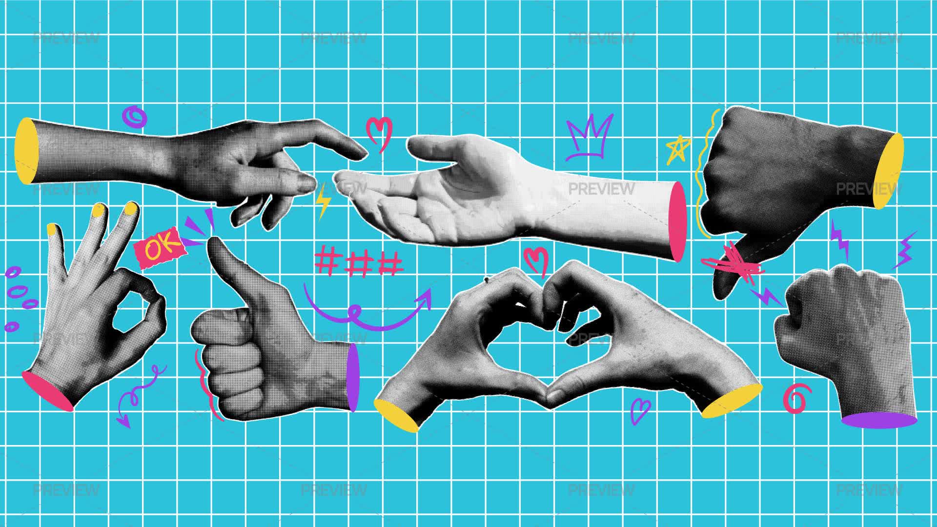 Hand Graphix Hand Gesture Illustrations - Graphics | Motion Array