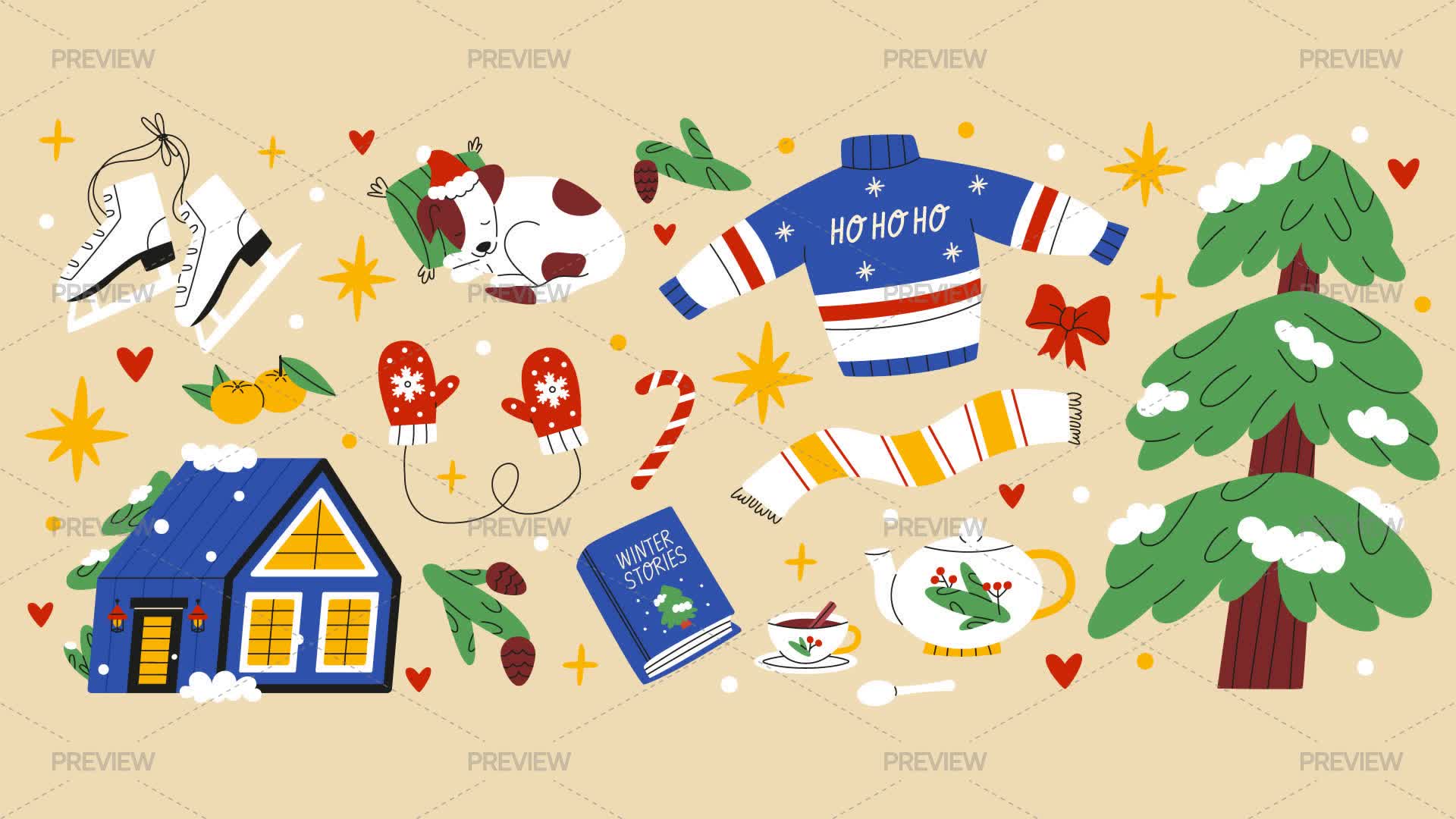 14 Winter Illustrations - Graphics | Motion Array