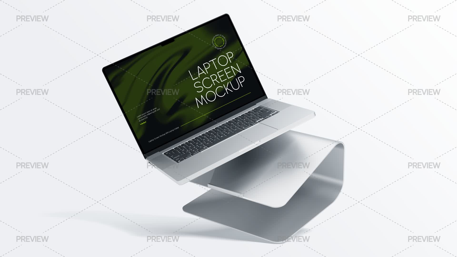 Floating Laptop Screen Mockup With Laptop Holder - Graphics | Motion Array