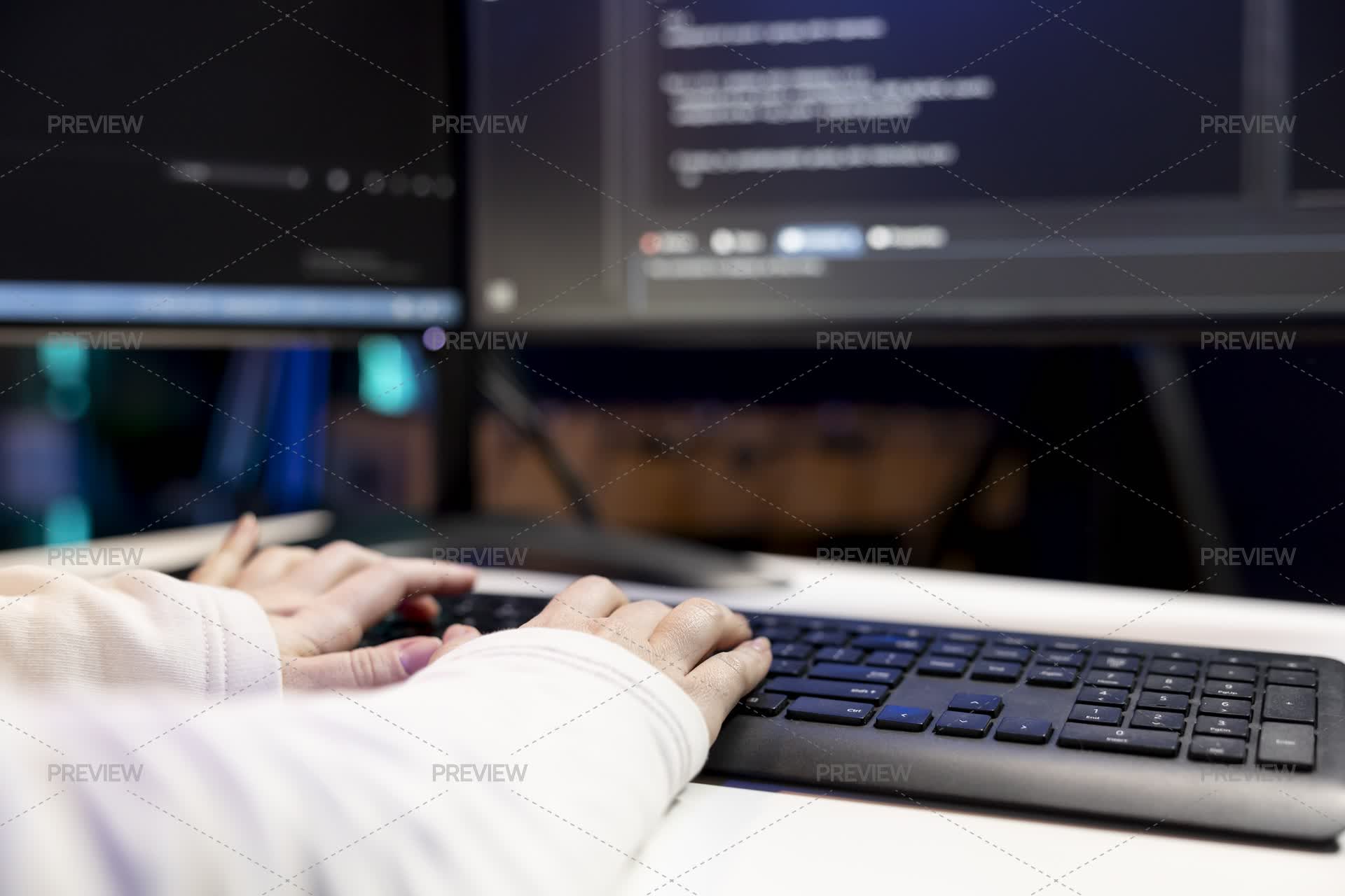 Close Up Shot Of Tech Support Admin Typing On Keyboard - Stock Photos ...