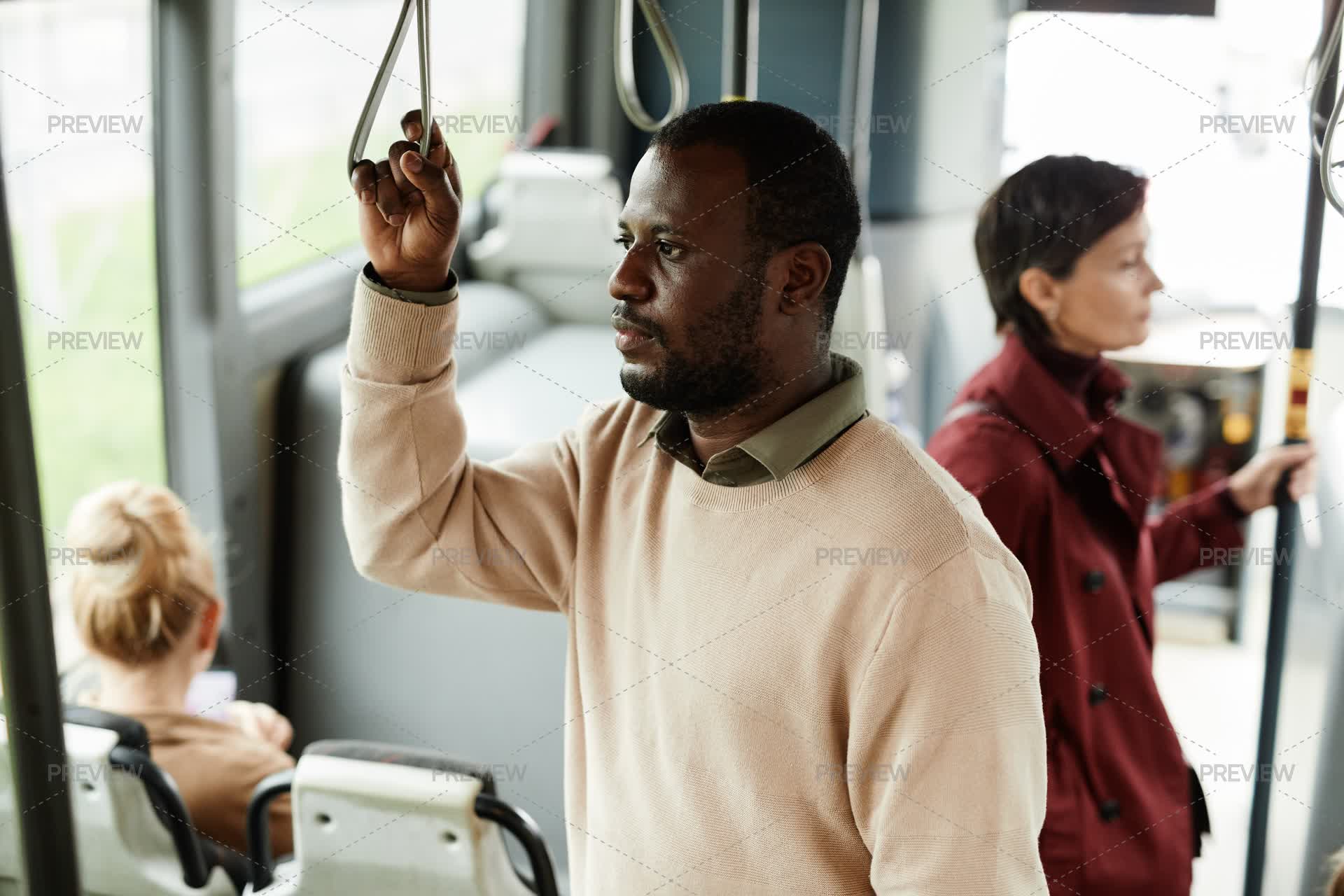 Man In The Bus Man Riding The City Bus - Stock Photos | Motion Array