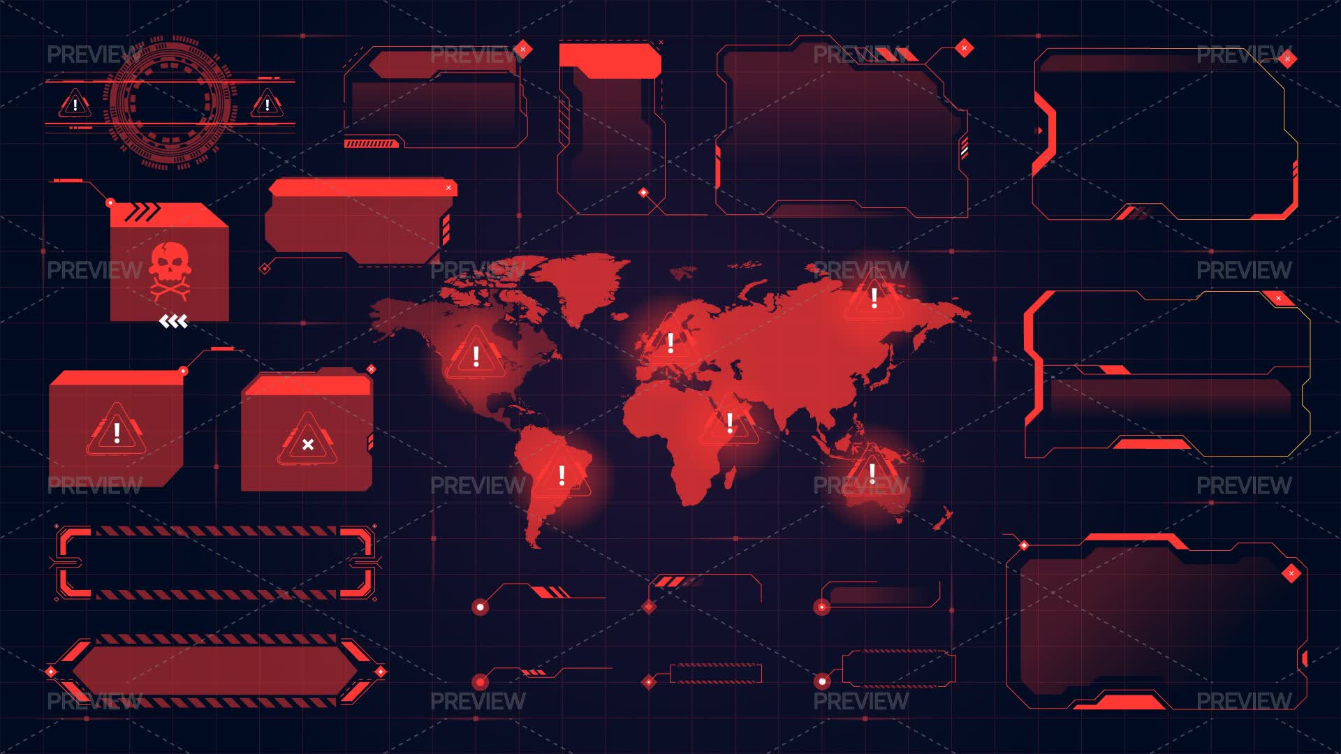 Red HUD Interface Elements - Graphics | Motion Array