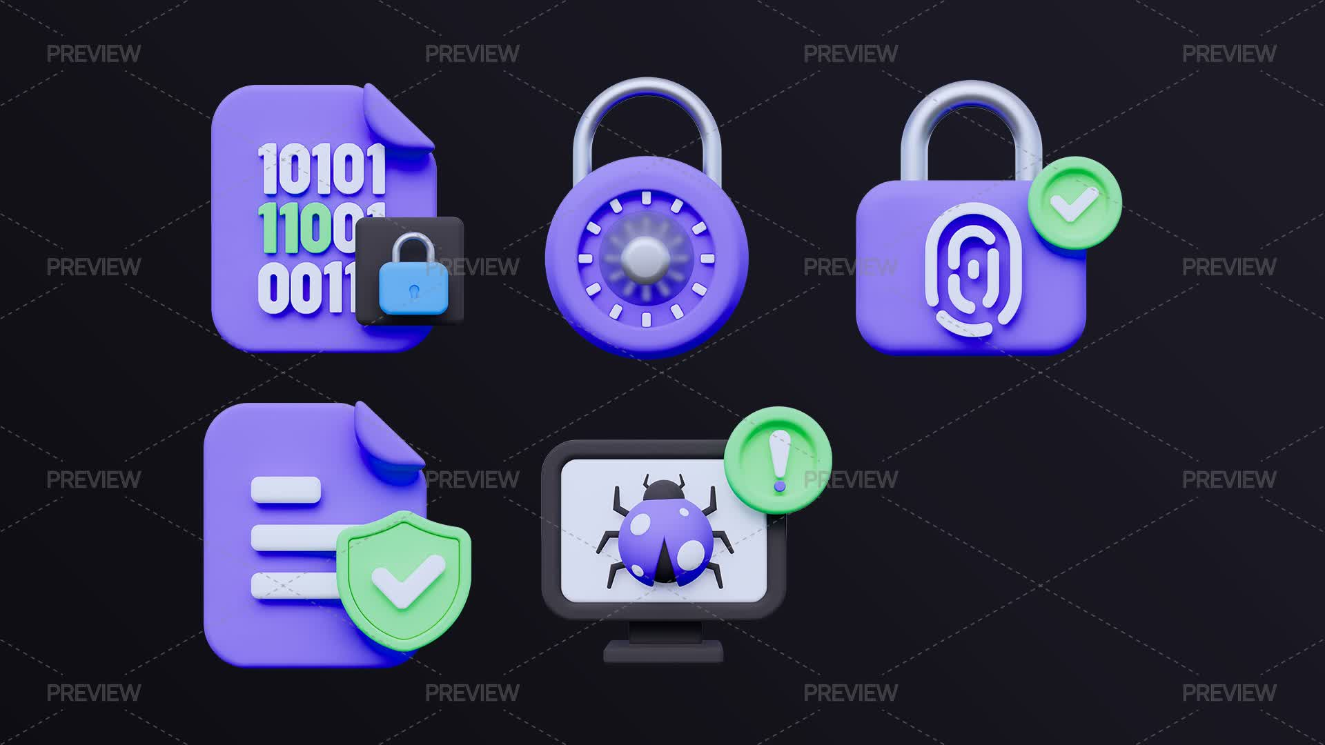 3D Cyber Security Elements - Graphics | Motion Array
